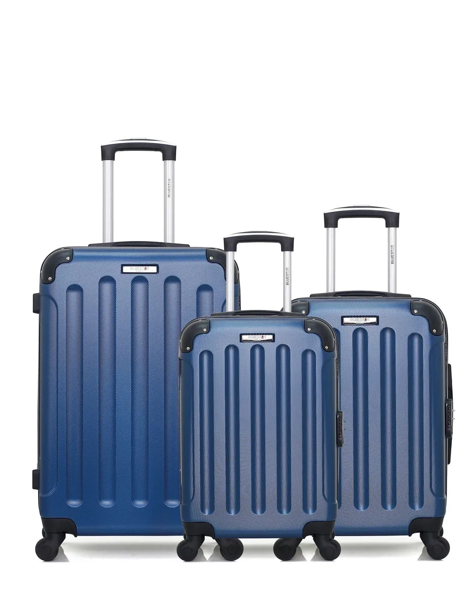 bluestar-madrid-lot-3-valises-rigides-rose-dor-cabine-weekend image 1