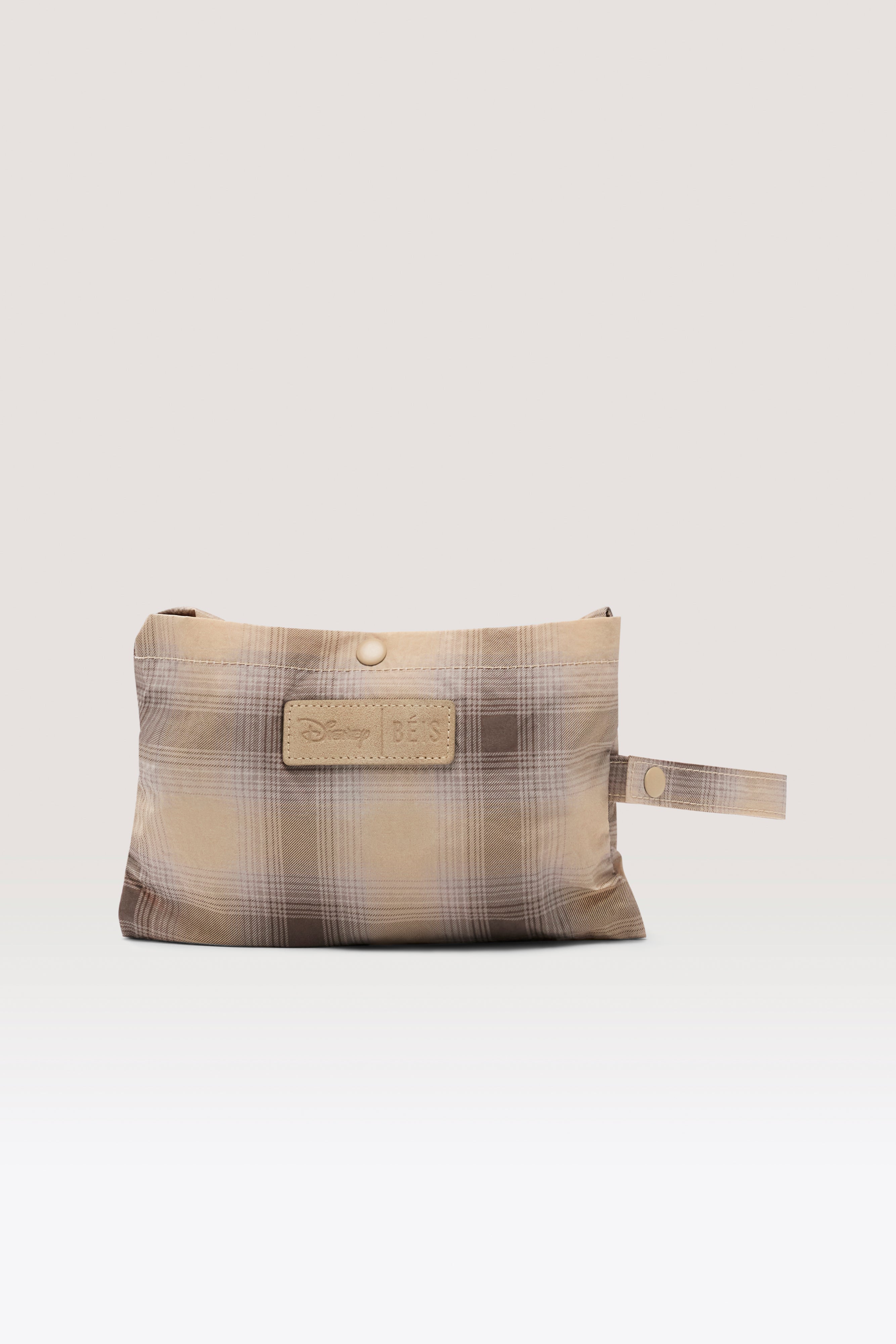 beis-disney-packable-charm-bag-tote-pliable-beige-plaid image 2