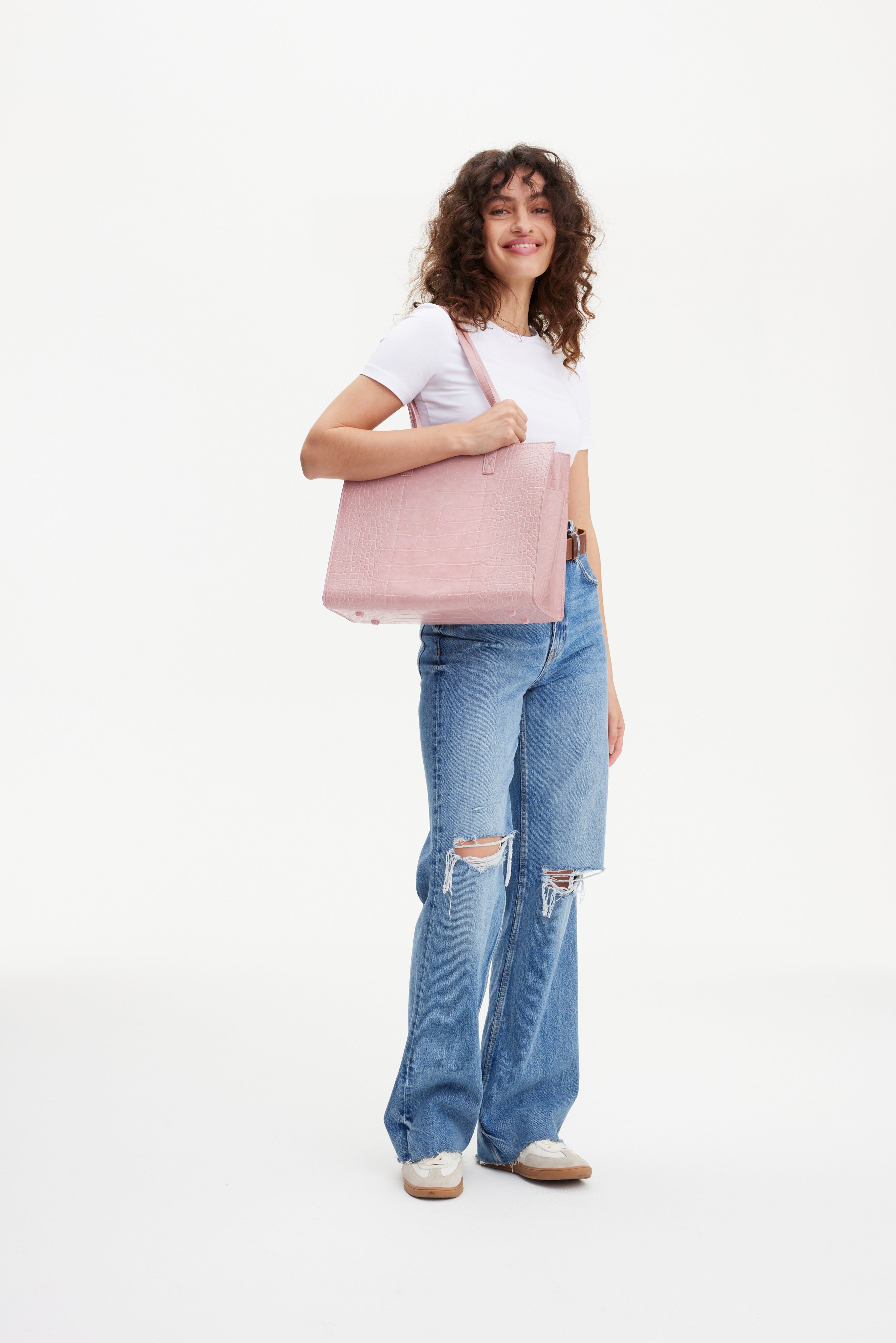 beis-the-work-tote-sac-tote-atlas-pink-croc-cuir-vegan image 3