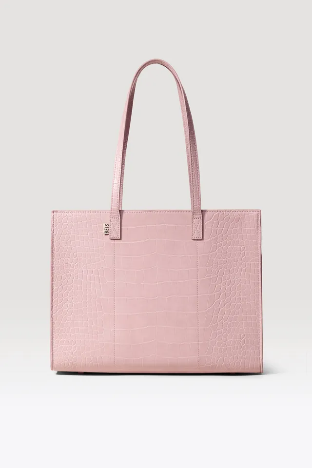beis-the-work-tote-sac-tote-atlas-pink-croc-cuir-vegan image 1