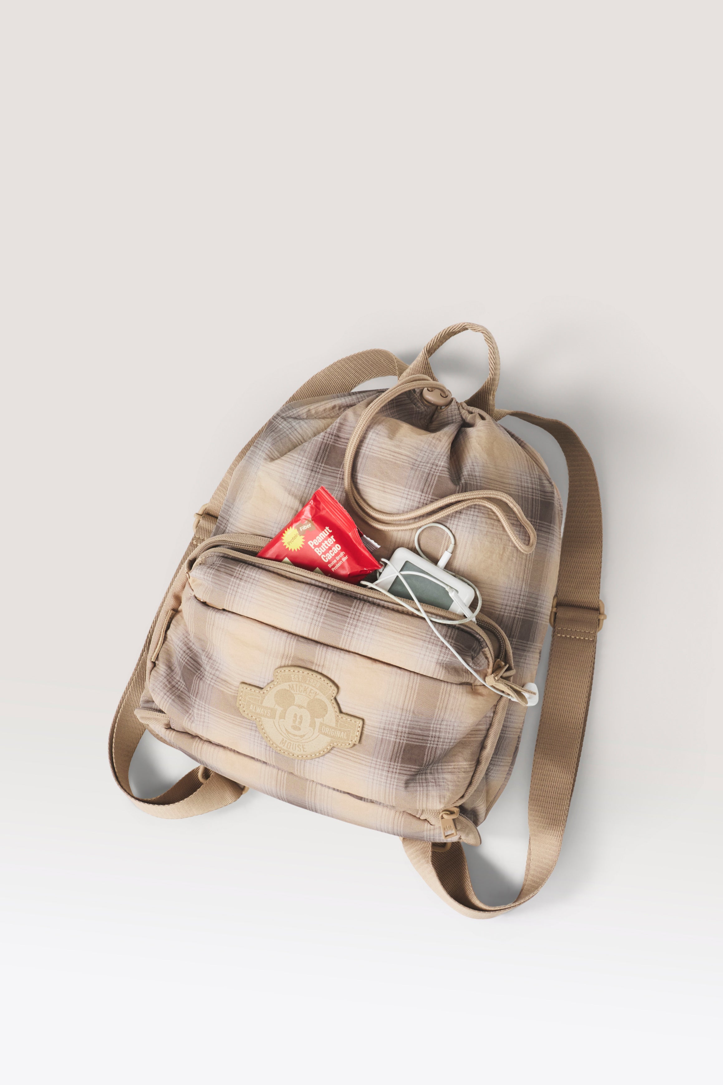 beis-disney-compactible-sac-dos-convertible-plaid-beige image 4
