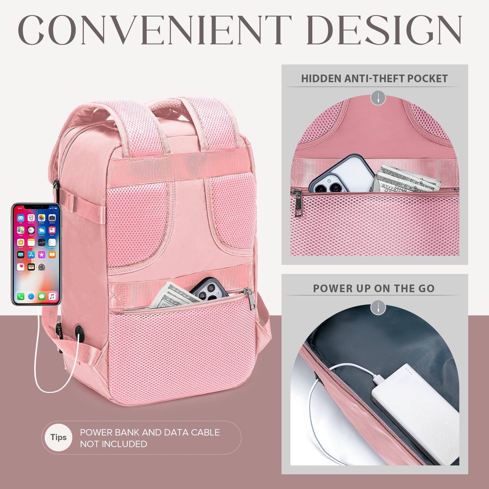 hayayu-sac-de-cabine-sac-dos-cabine-40x20x28-cm-rose-ryanair image 4