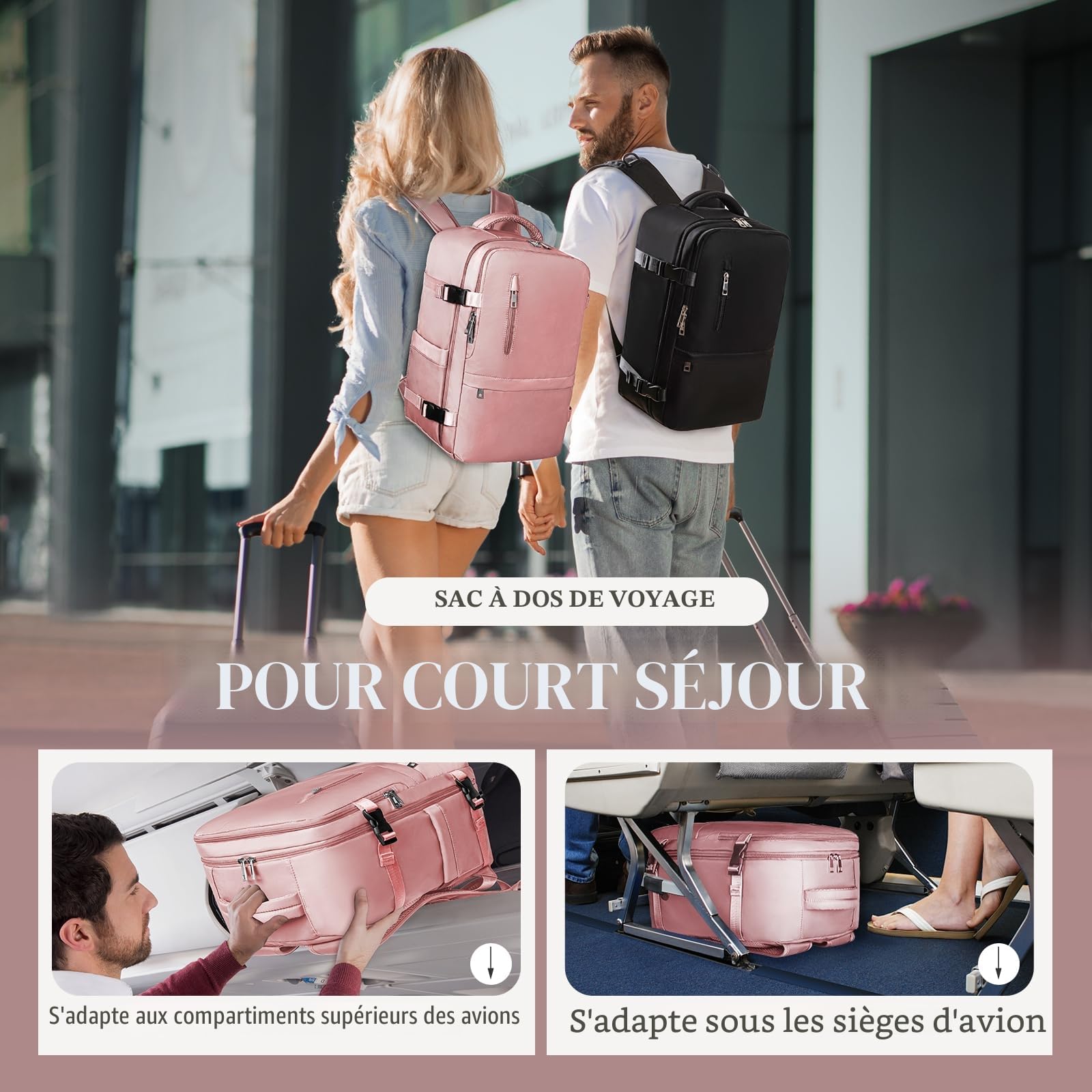 hayayu-sac-de-cabine-sac-dos-cabine-40x20x28-cm-rose-ryanair image 3