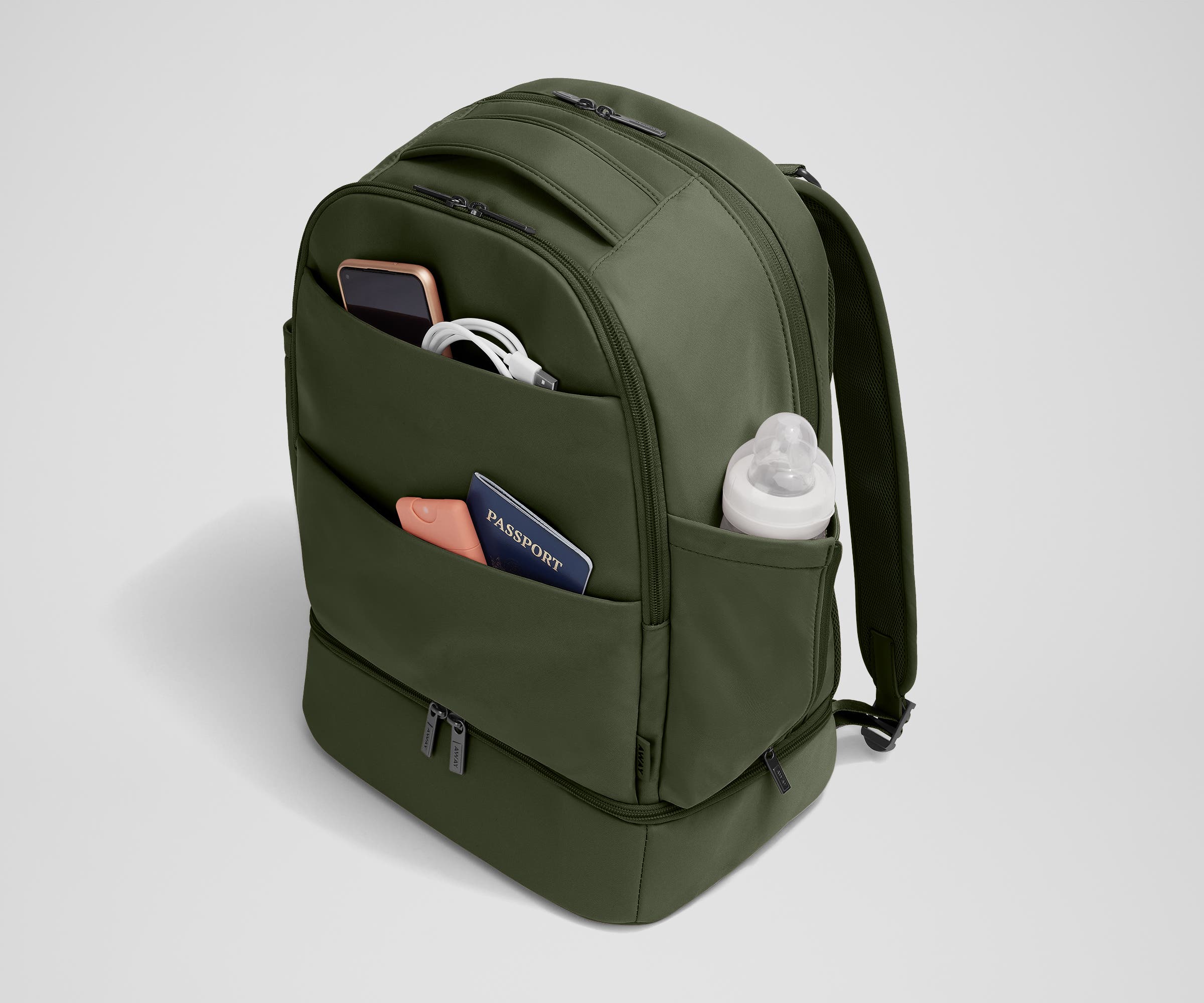 away-double-diaper-backpack-sac-dos-langer-vert-olive-green image 3