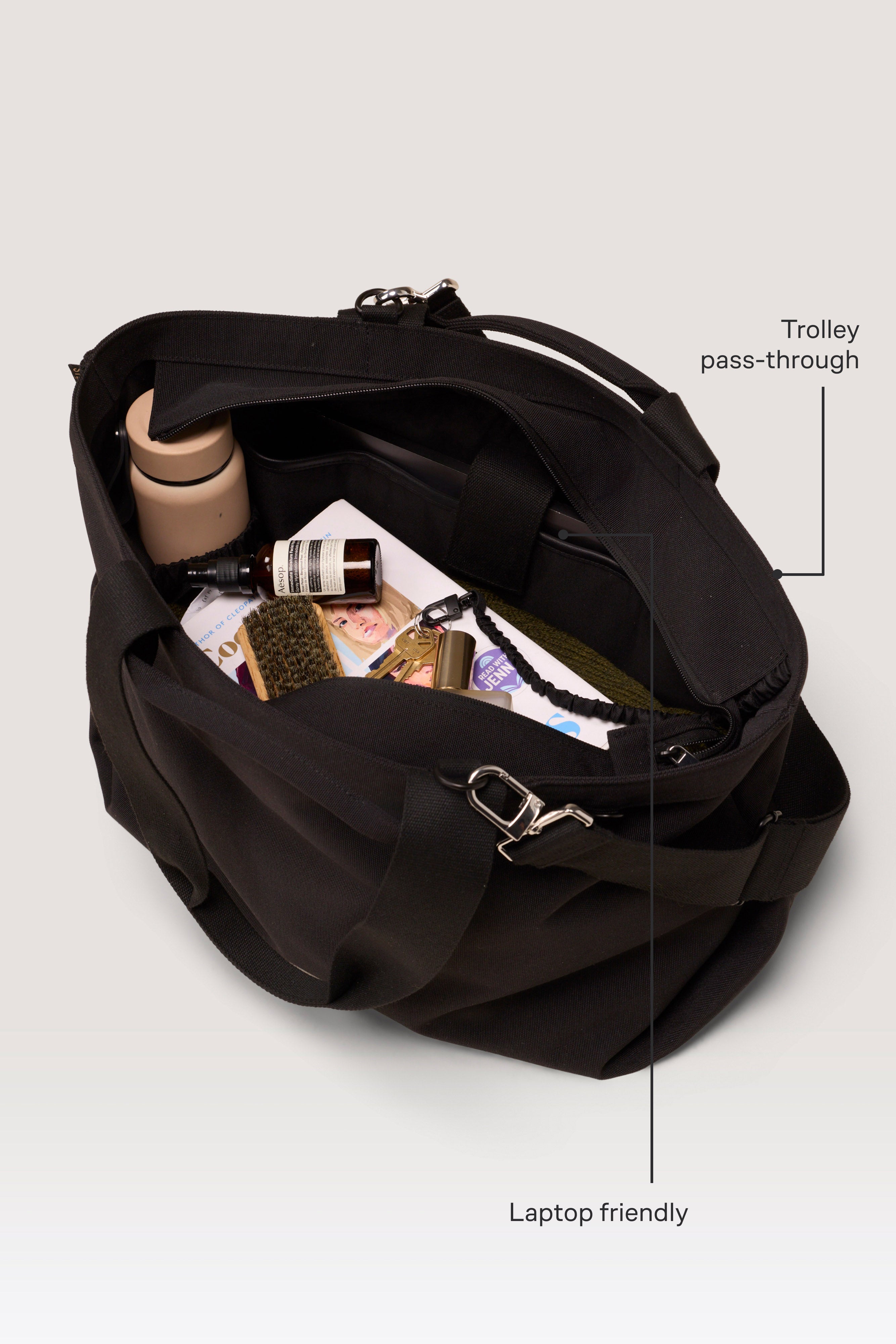 beis-travel-tote-sac-cabas-noir image 2