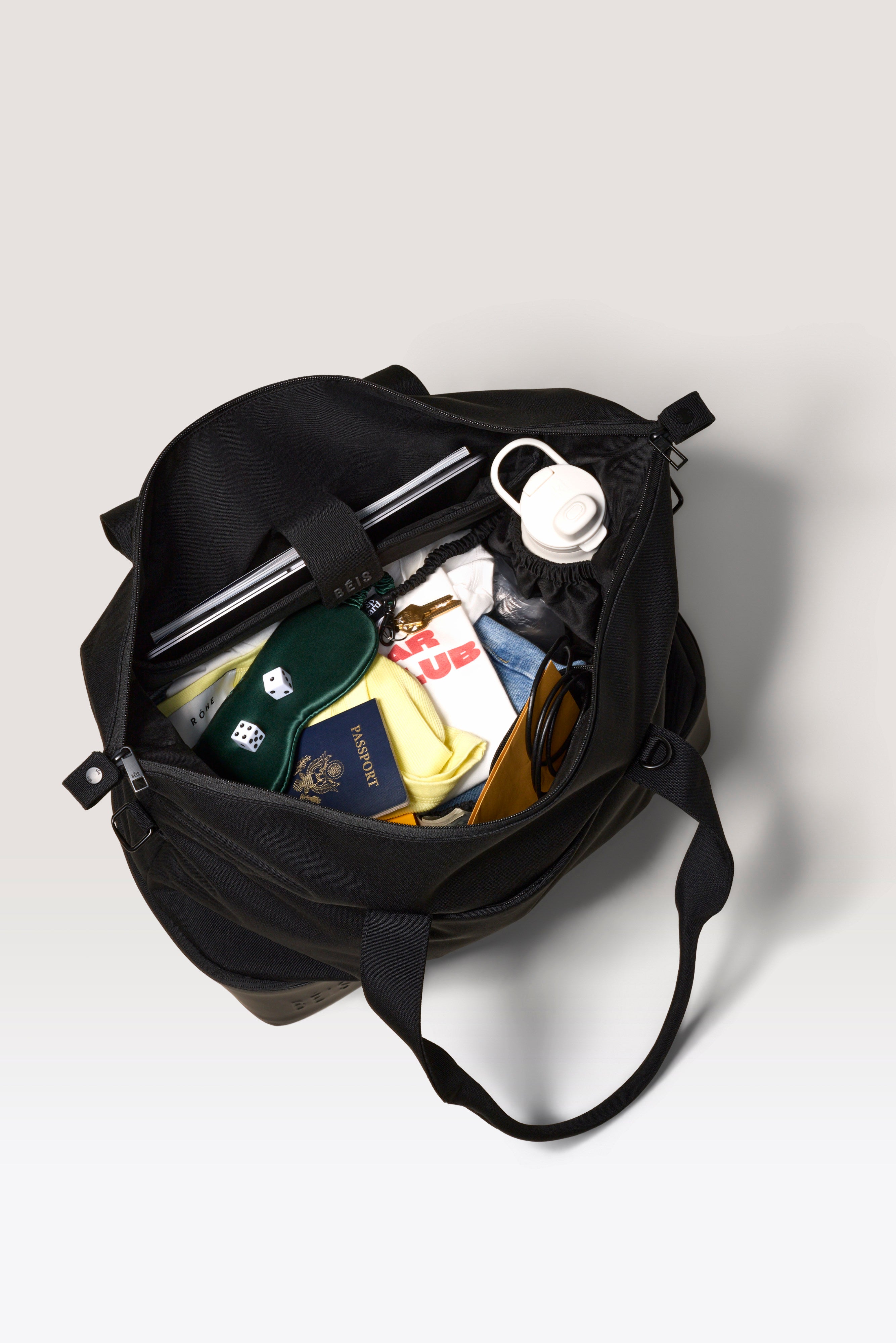 beis-weekender-sac-voyage-noir-toile-compartiment-chaussures image 3