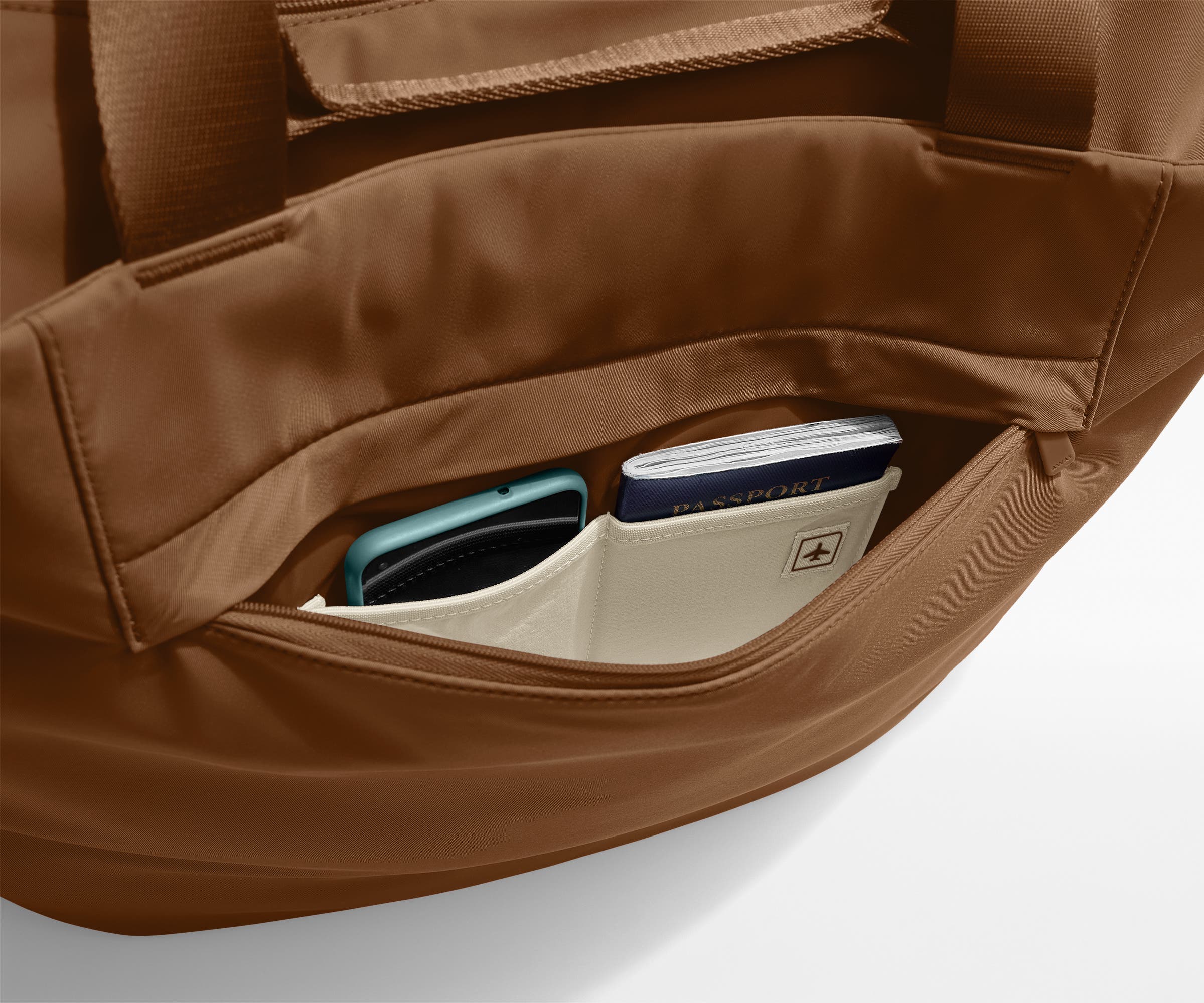 away-featherlight-tote-sac-cabas-marron-amaro image 7