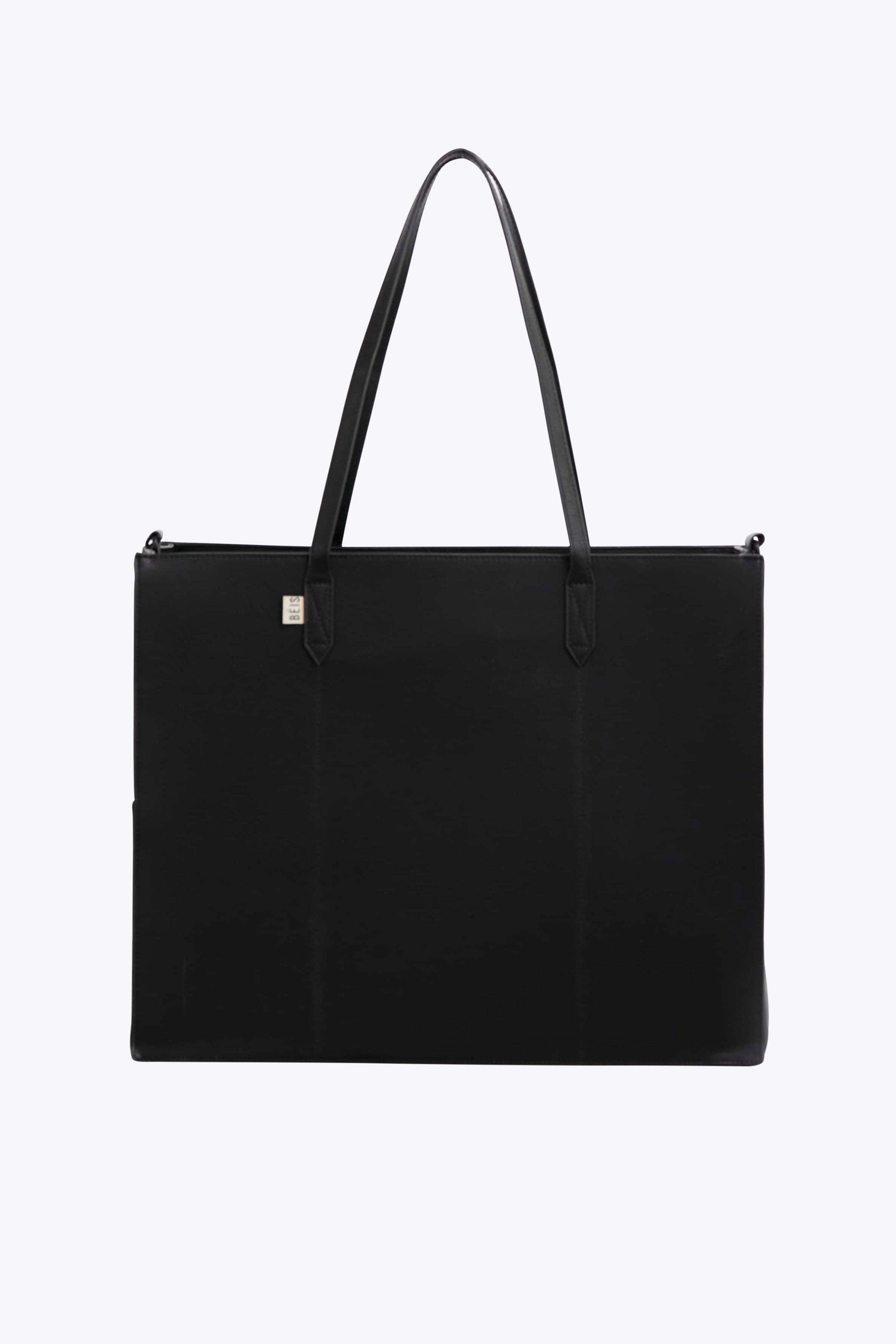 beis-large-work-tote-cabas-de-travail-noir-personnalisable image 1