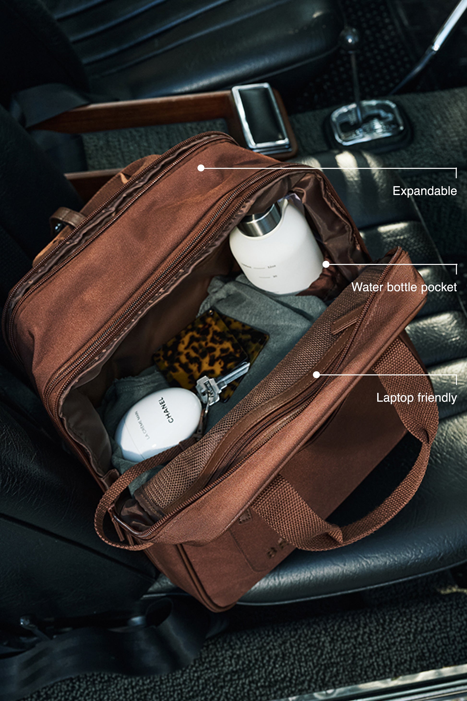 beis-expandable-maple-sac-dos-extensible-marron image 2