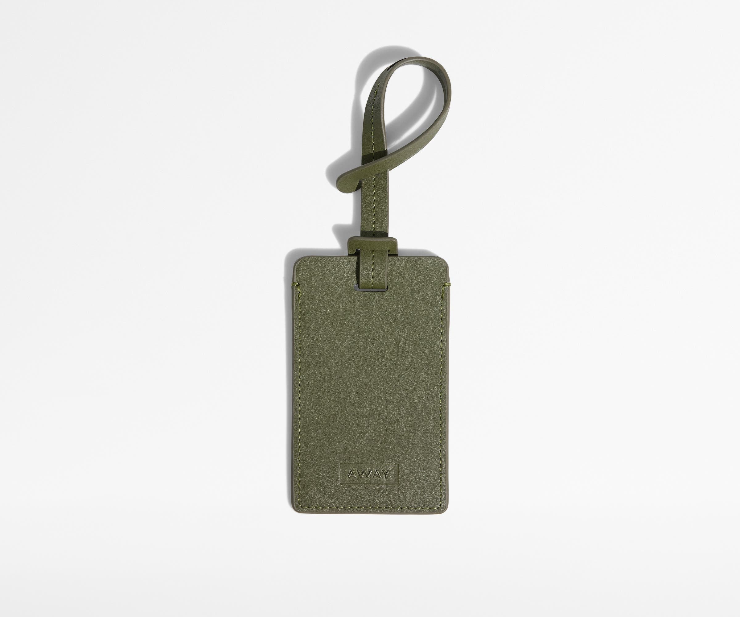 away-luggage-tag-tiquette-bagage-vert-olive-cuir image 1