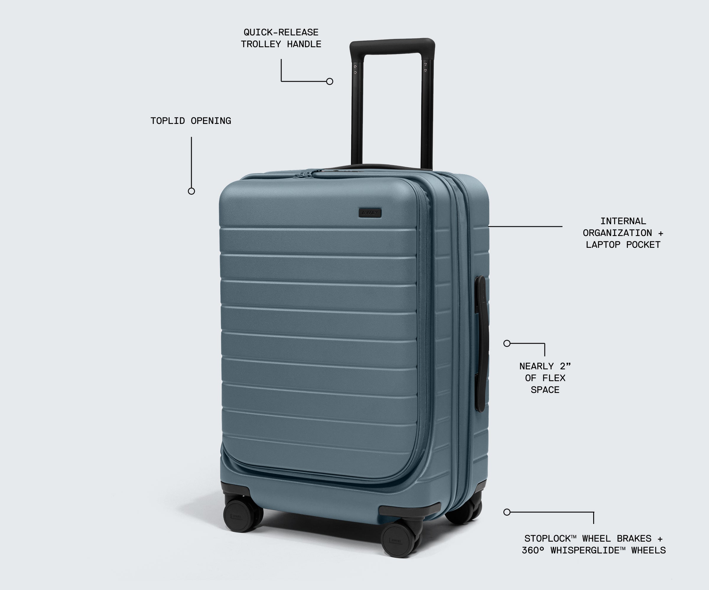 away-topside-bigger-carry-on-valise-cabine-rose-poudr image 6