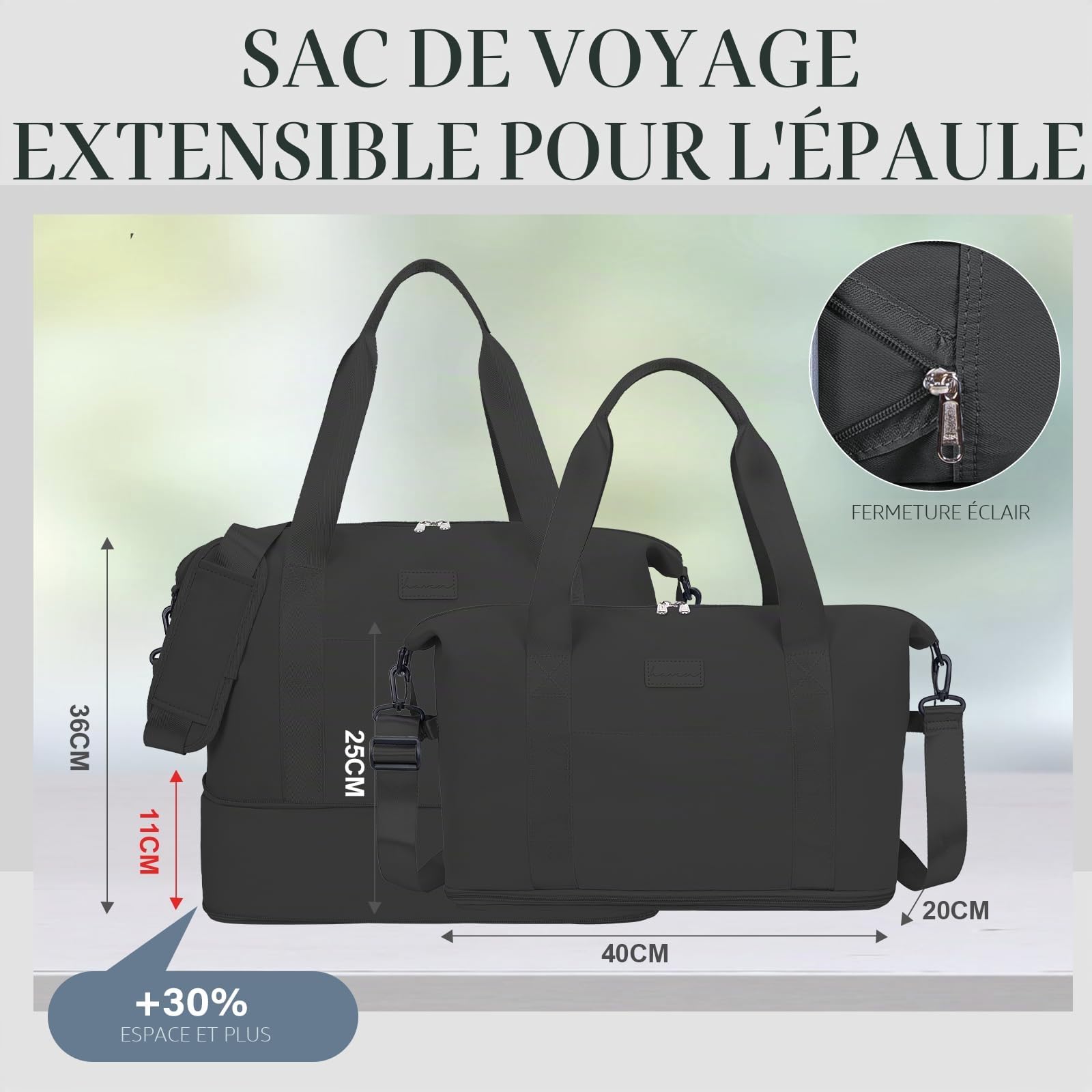 hayayu-sac-de-cabine-40x20x25-sac-voyage-noir-extensible image 5