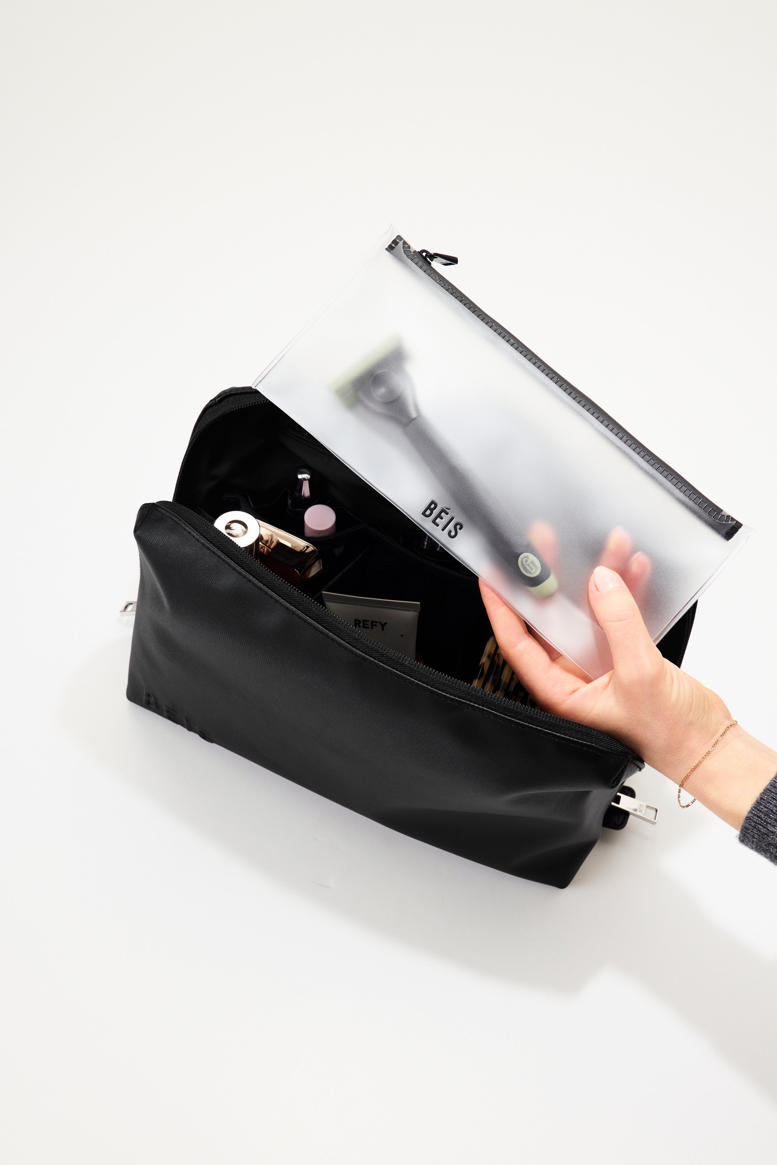 beis-large-cosmetic-pouch-trousse-maquillage-noir image 4
