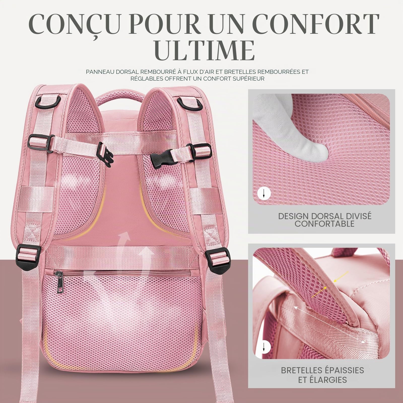 hayayu-sac-de-cabine-sac-dos-cabine-40x20x28-cm-rose-ryanair image 6