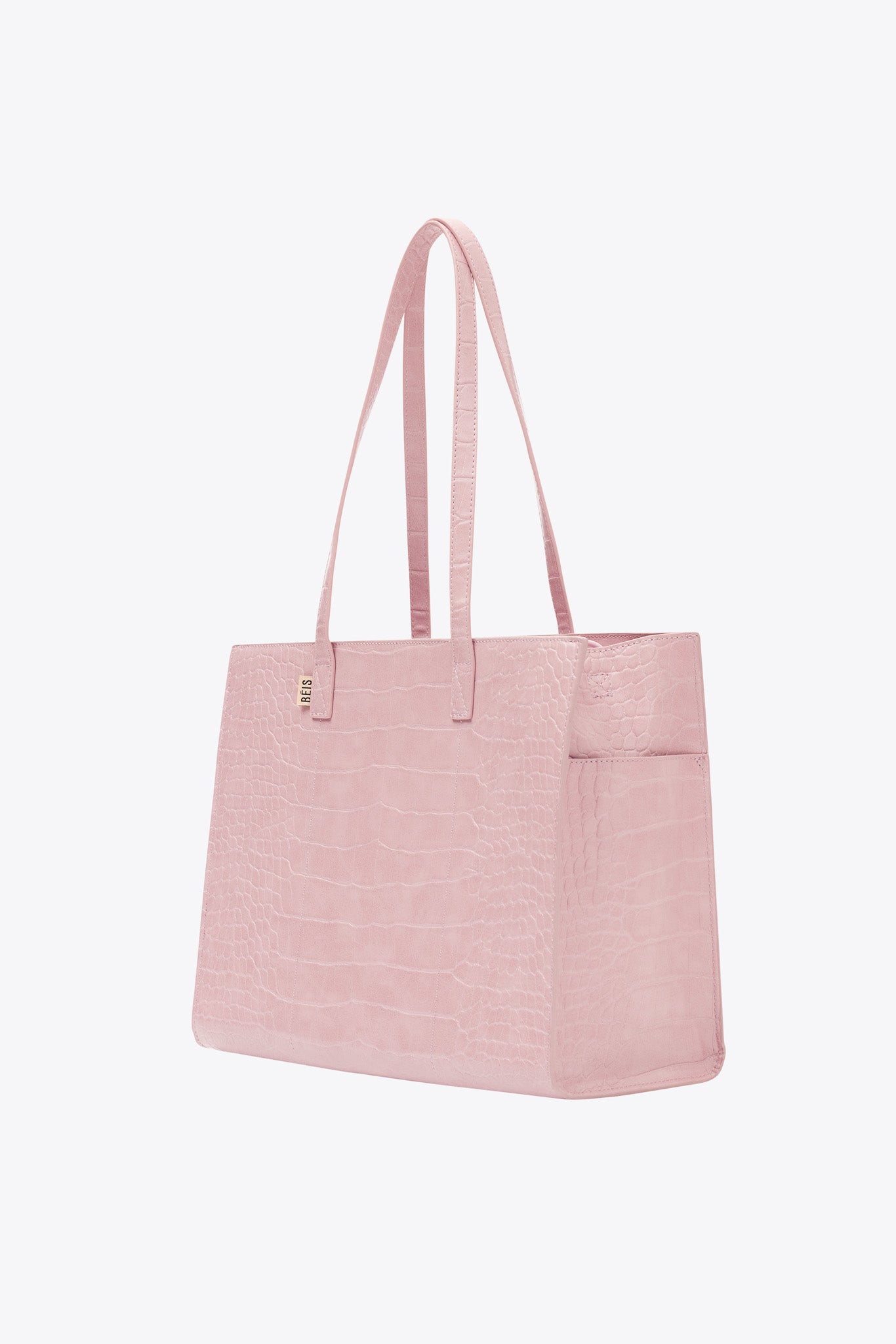 beis-the-work-tote-sac-tote-atlas-pink-croc-cuir-vegan image 4