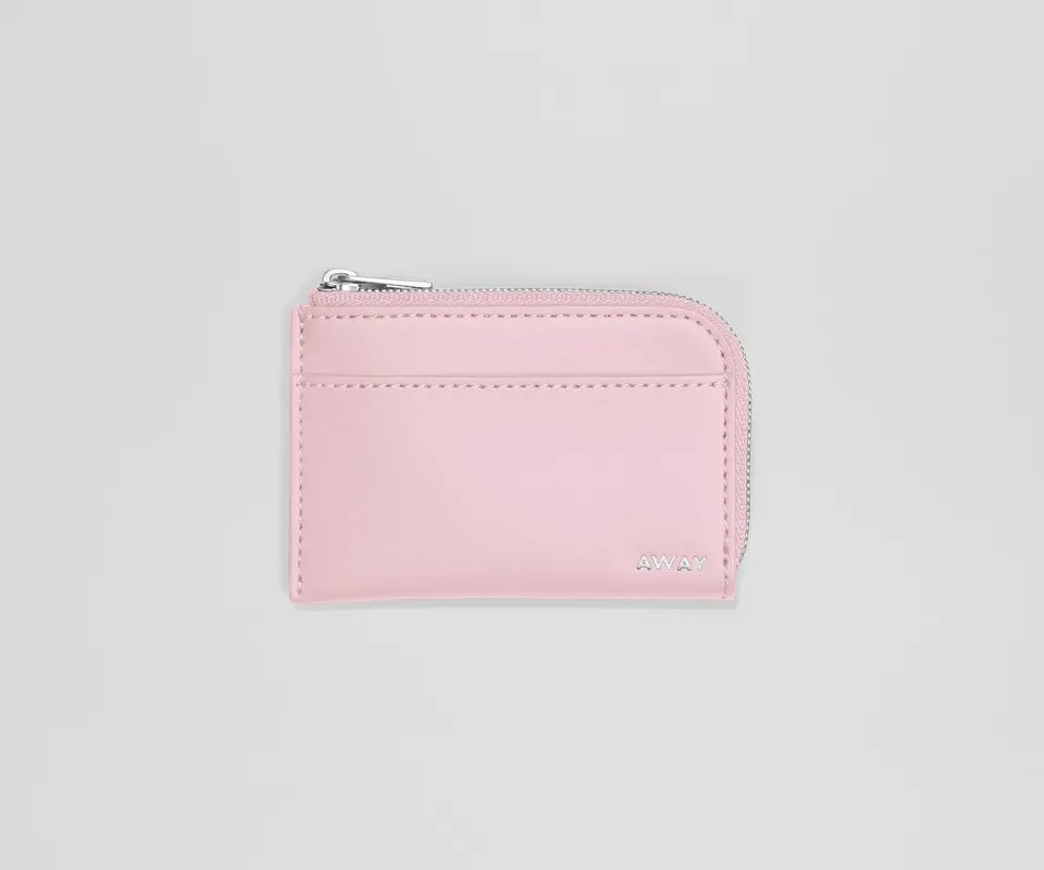 away-zip-card-case-porte-cartes-cuir-glacial-pink-rose image 1