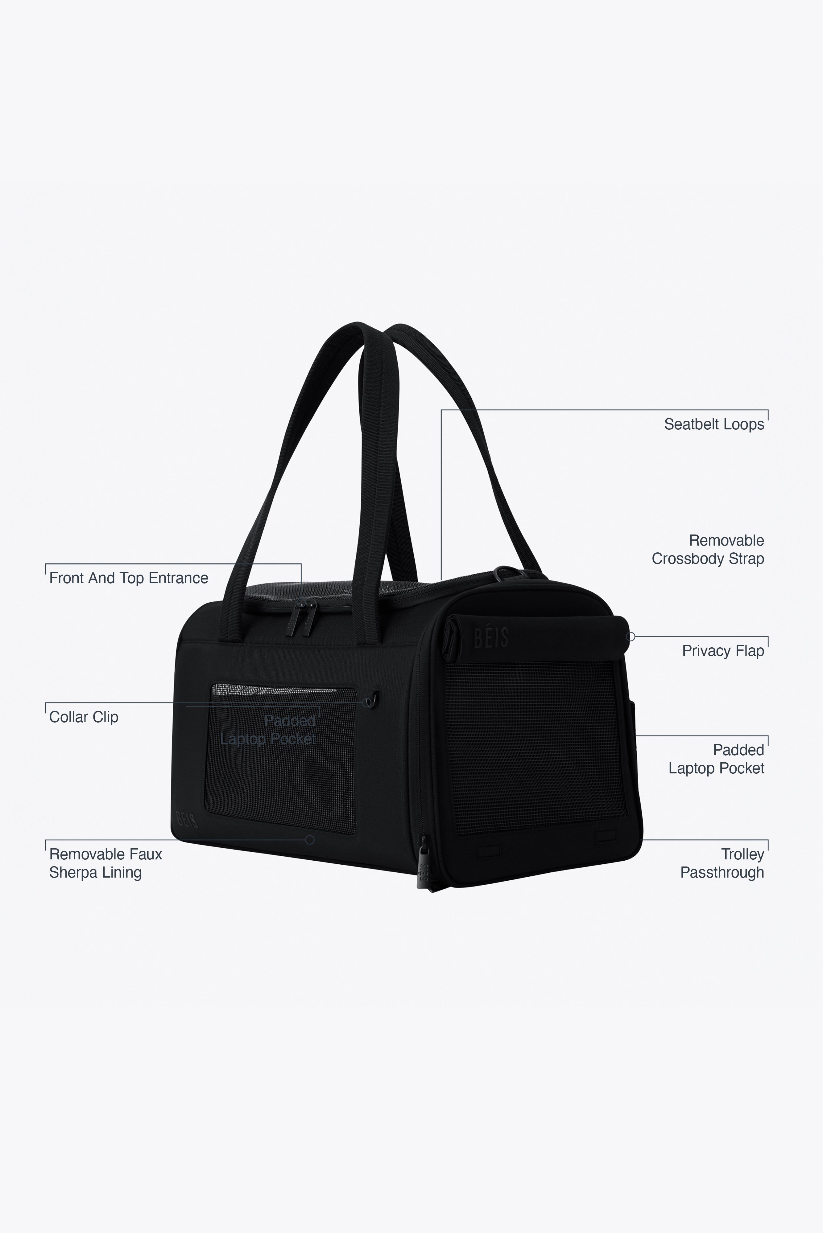 beis-the-pet-carrier-sac-transport-animal-noir-avion image 2