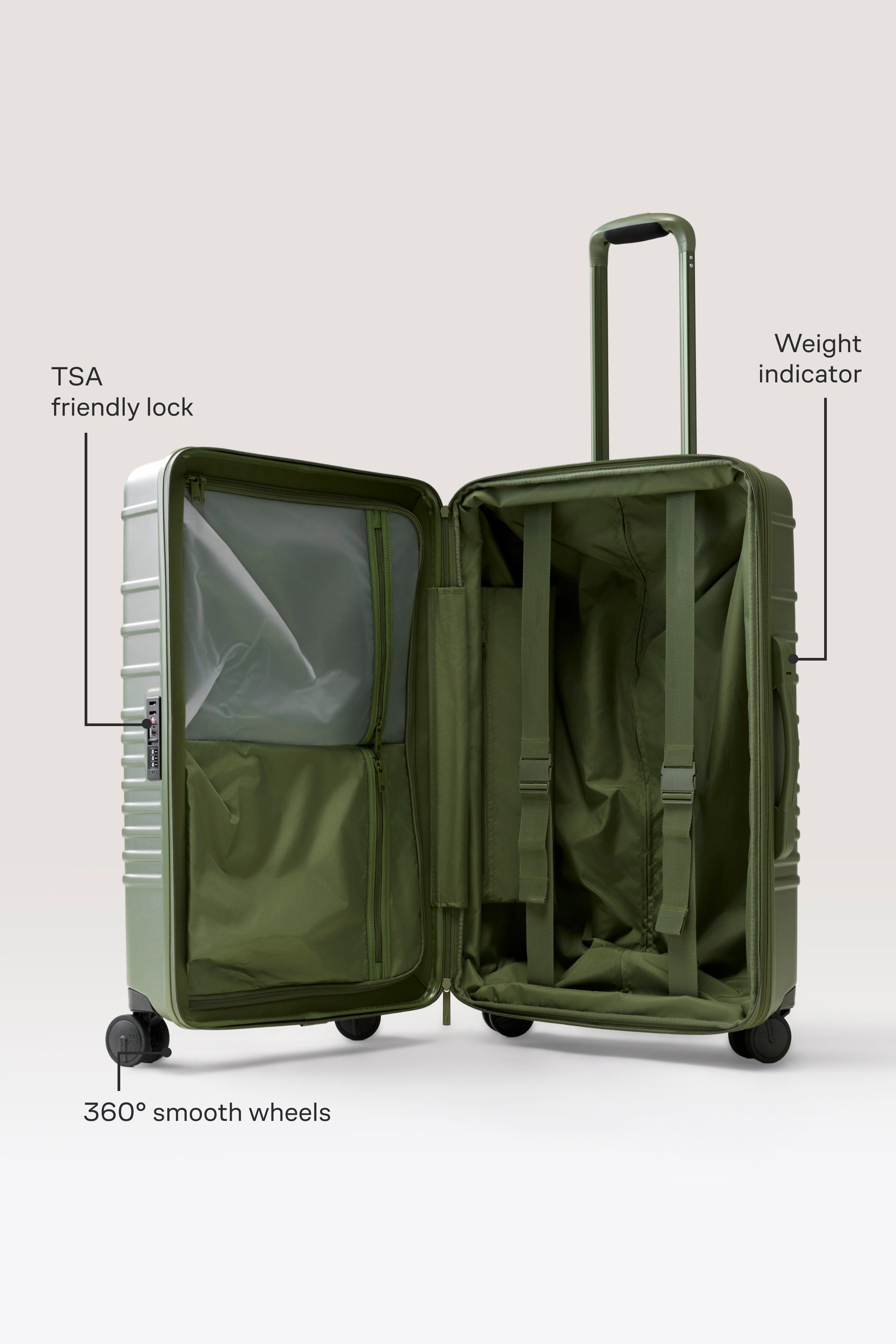 beis-the-medium-check-in-roller-valise-olive-rigide image 2