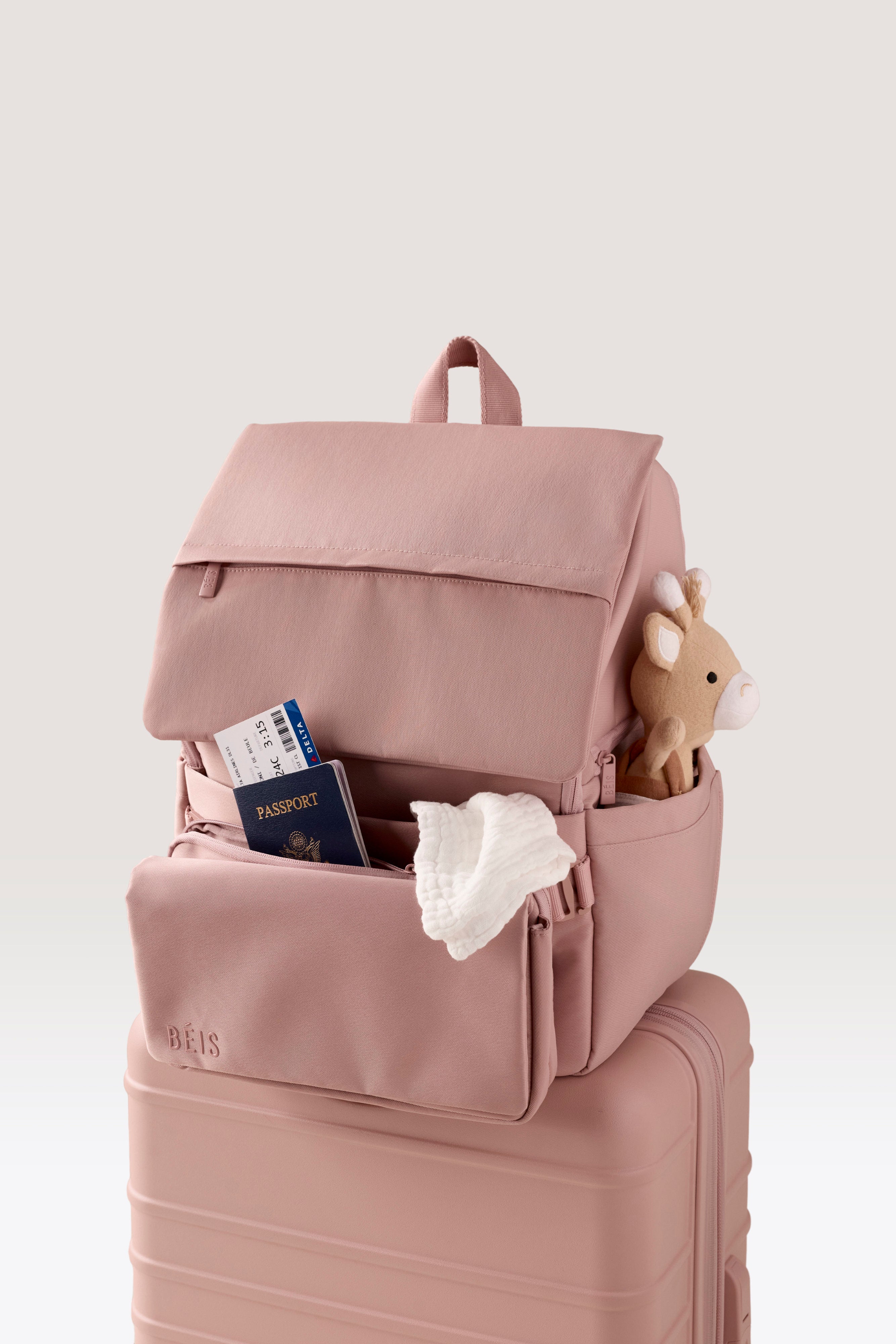 beis-travel-set-baby-valise-sac-langer-rose-extensible image 2