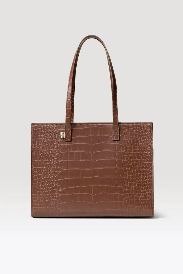 beis-the-work-tote-sac-tote-maple-croc-cuir-vegan image 1