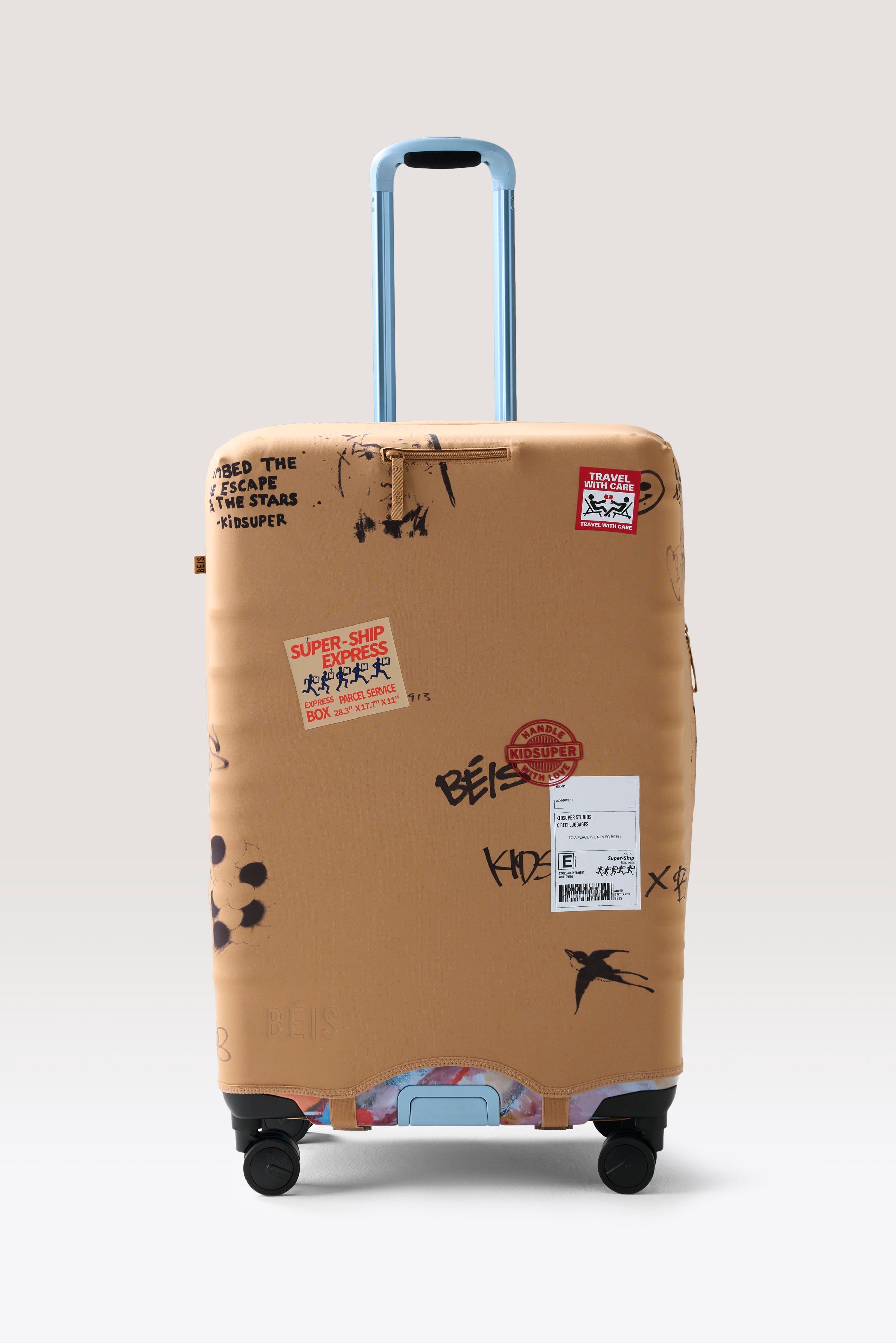 beis-x-kidsuper-housse-valise-hybrid-check-in-cargo-graffiti image 1