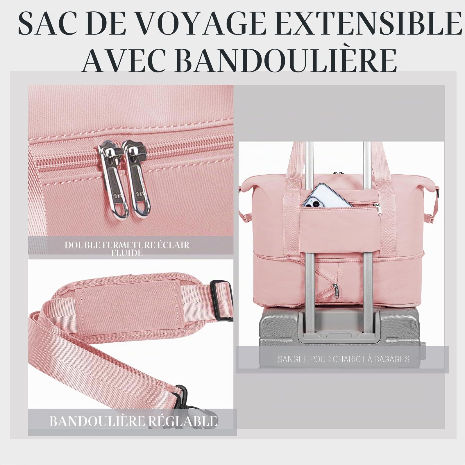 hayayu-sac-de-cabine-40x20x25-sac-voyage-rose-extensible image 6