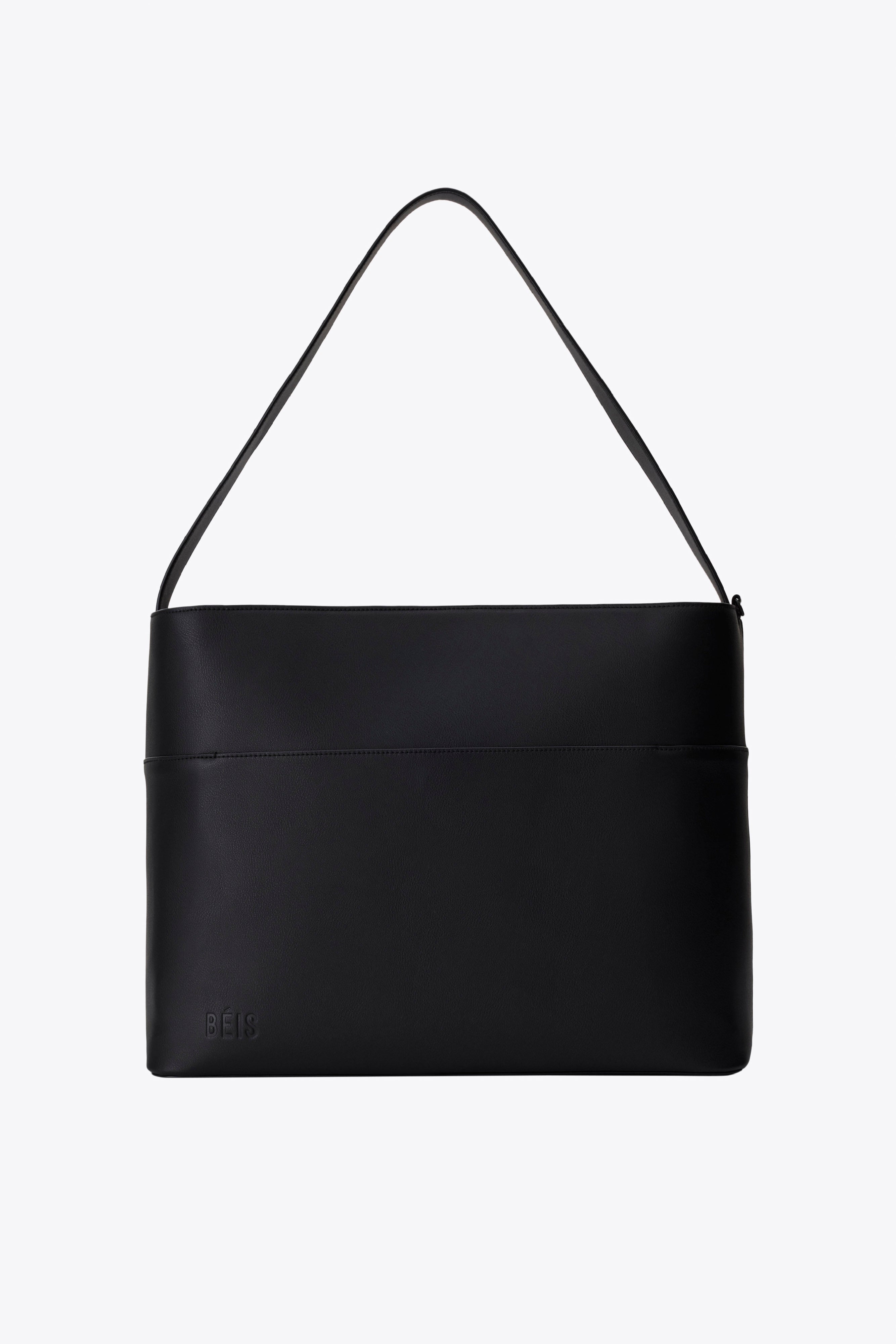 beis-diaper-tote-sac-langer-noir-cuir-vegan image 1