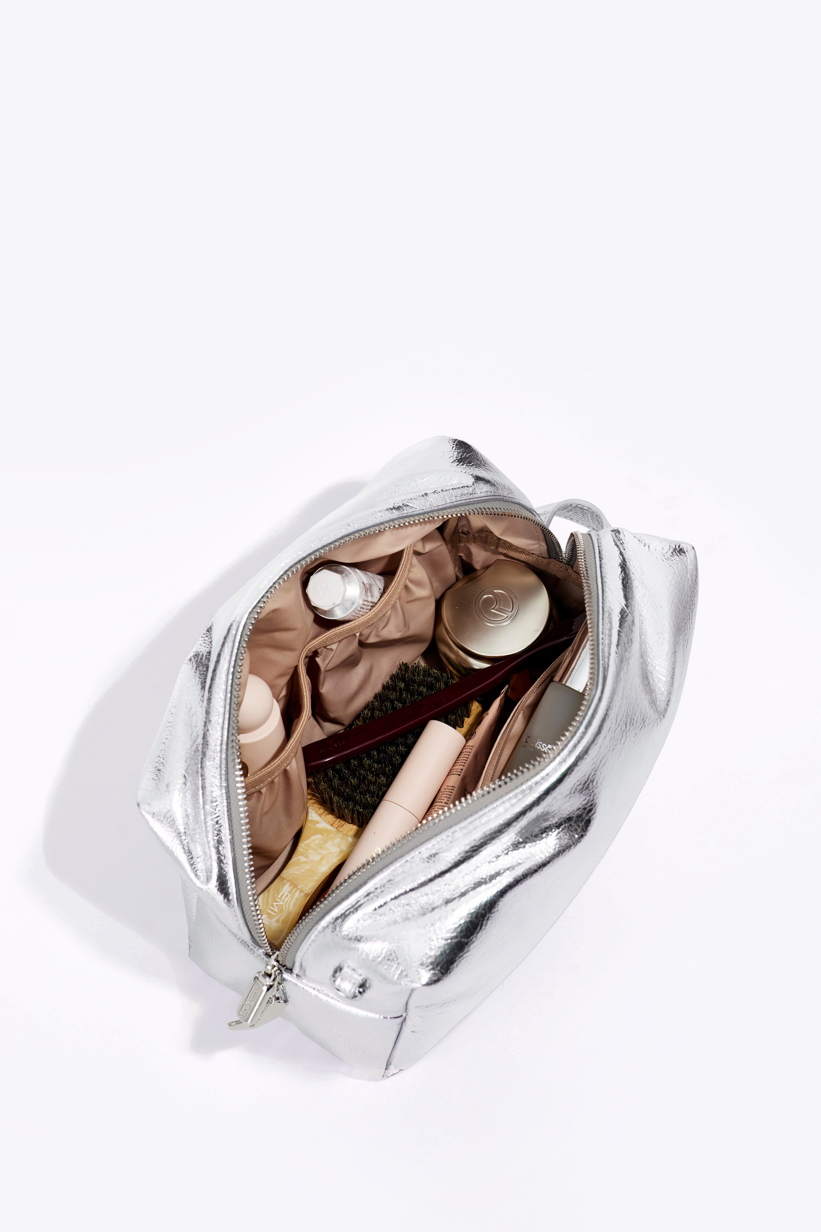 beis-burrito-pouch-trousse-maquillage-foil-argent-lot-2-pochettes image 5