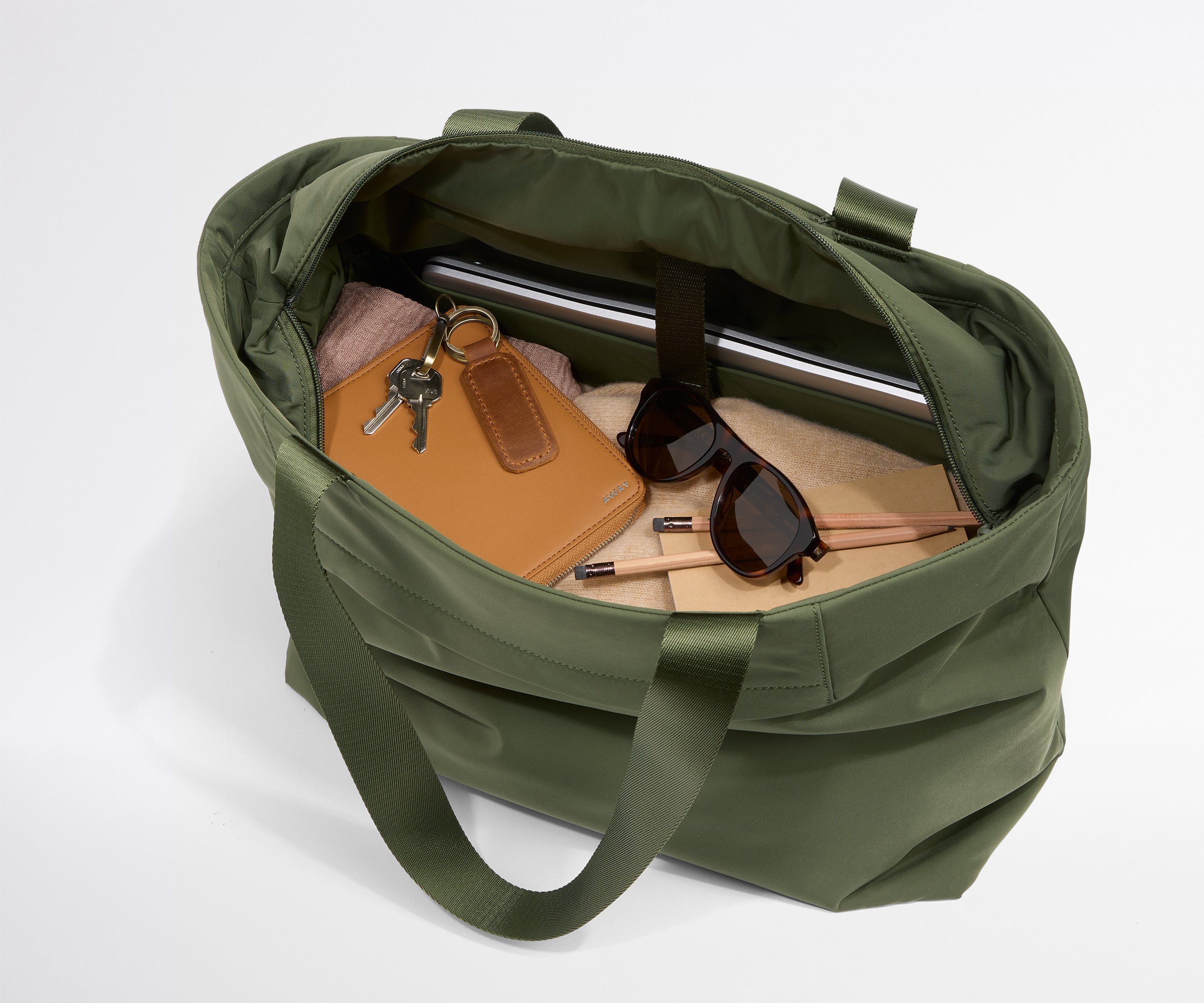 away-featherlight-tote-sac-tote-vert-olive-ordinateur image 3