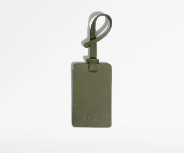 away-luggage-tag-tiquette-bagage-vert-olive-cuir image 1