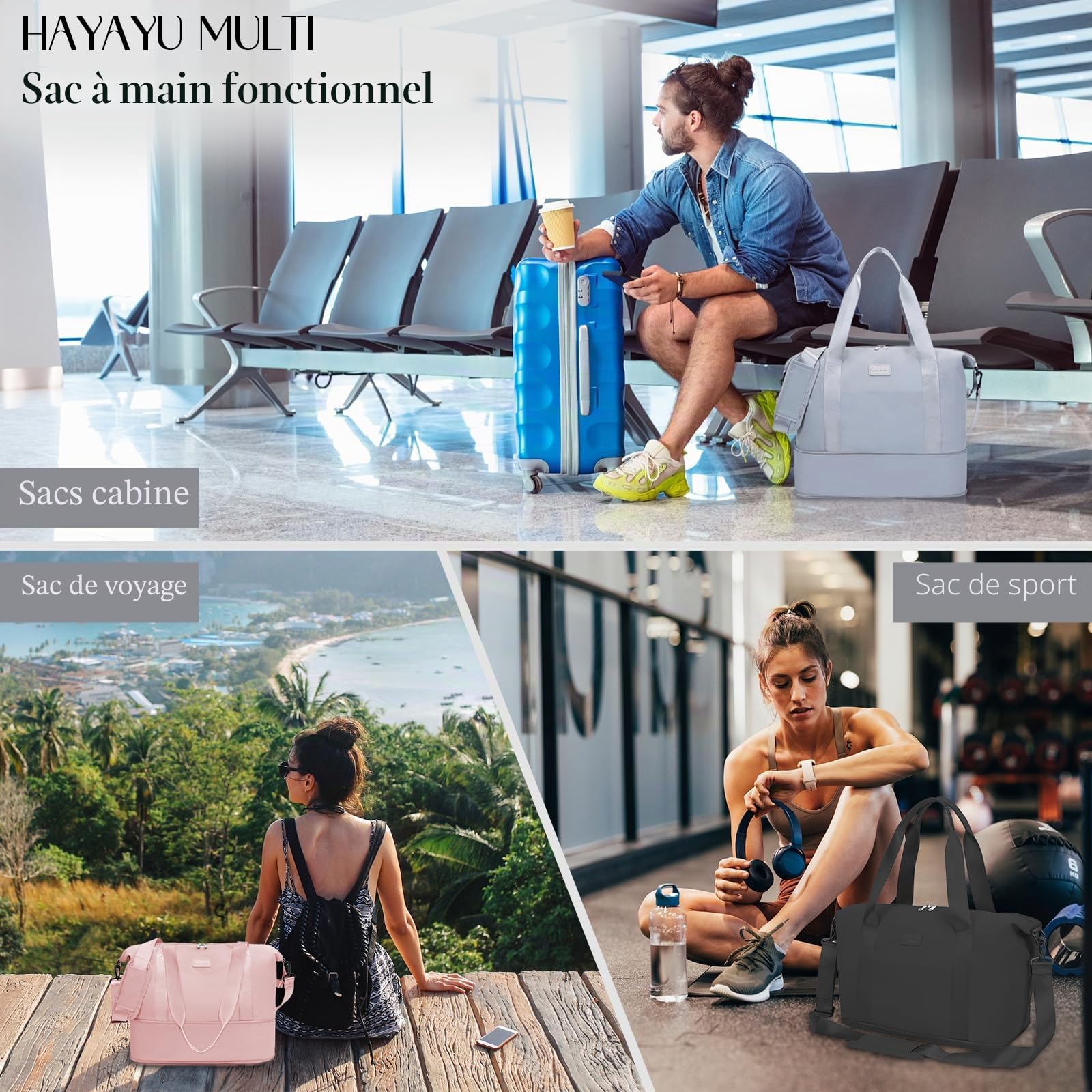hayayu-sac-de-cabine-40x20x25-sac-voyage-rose-extensible image 3