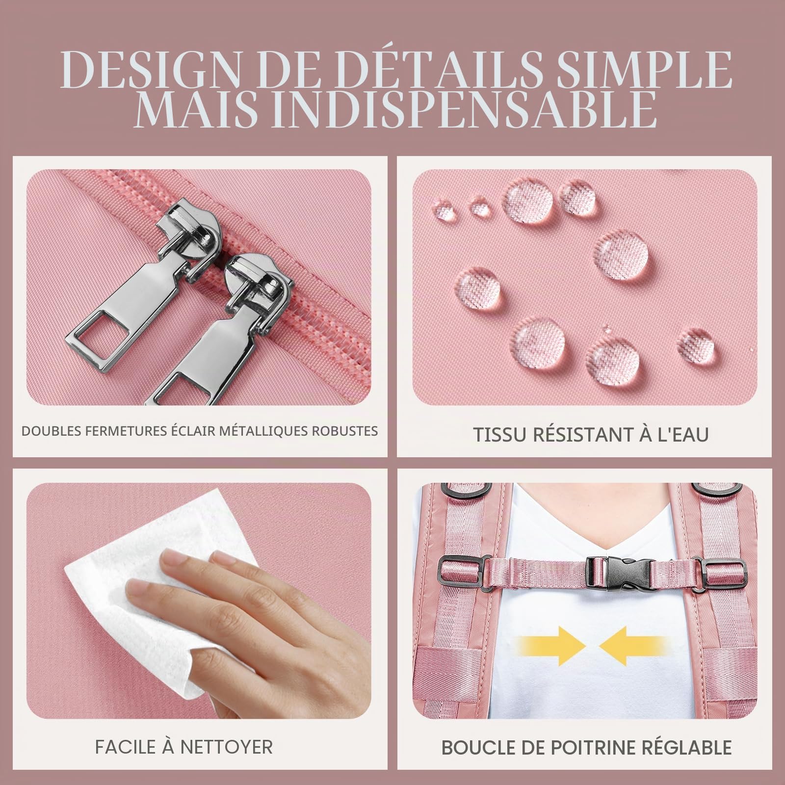 hayayu-sac-de-cabine-sac-dos-cabine-40x20x28-cm-rose-ryanair image 7