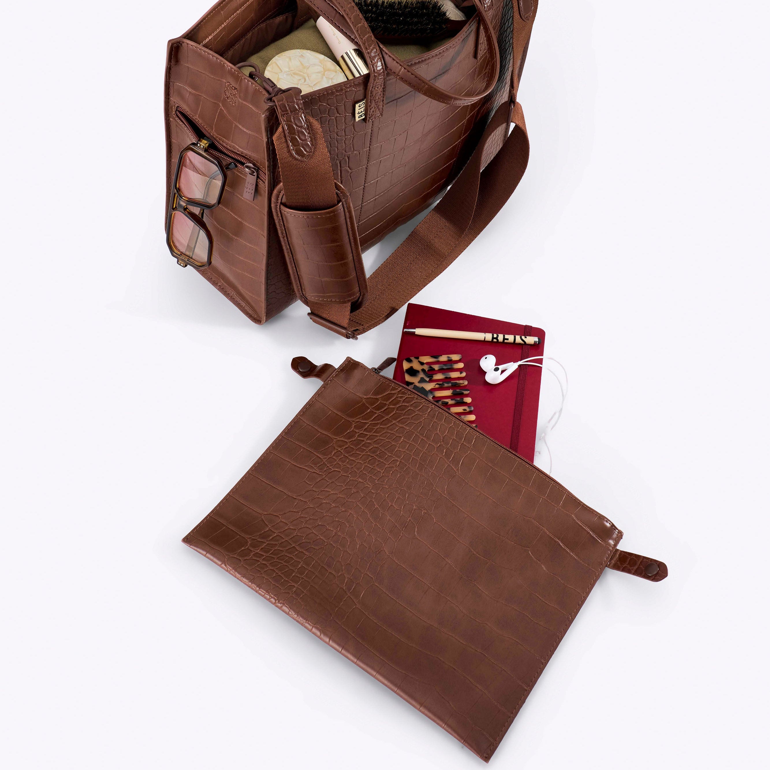 beis-the-work-tote-sac-tote-maple-croc-cuir-vegan image 4