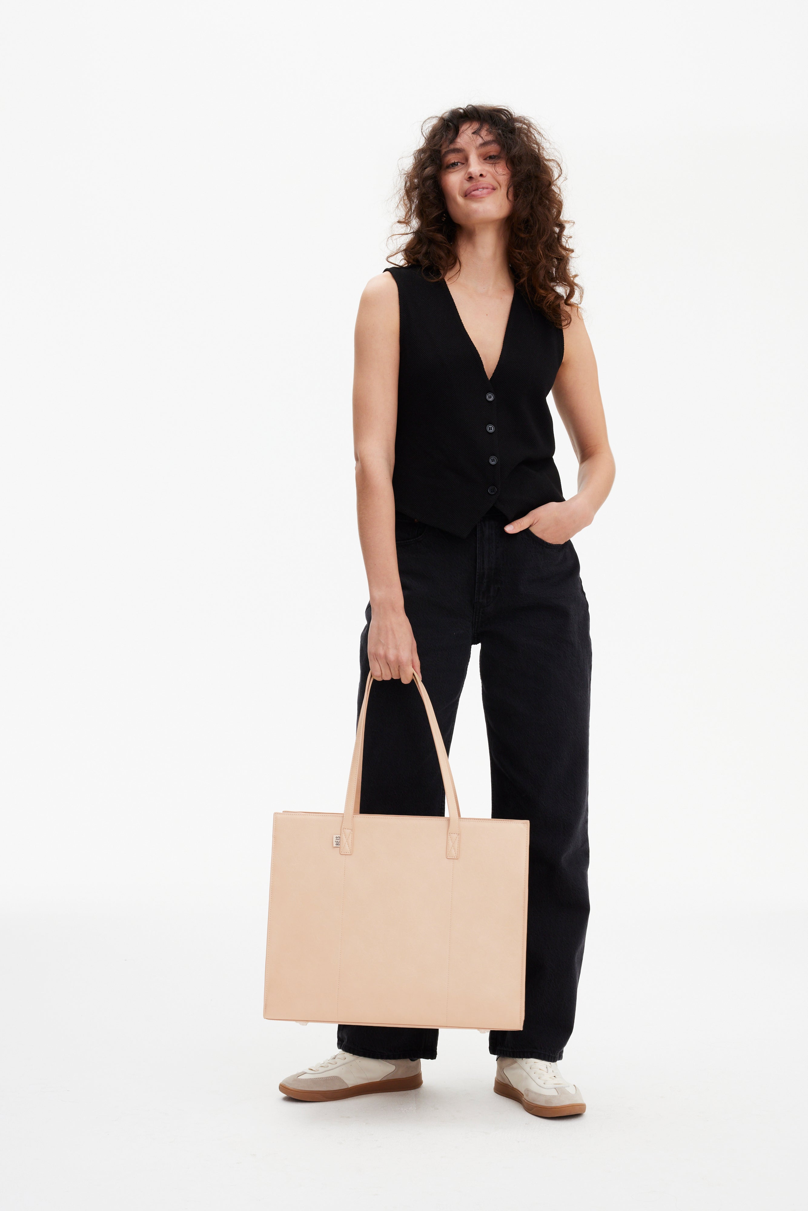 beis-large-work-tote-sac-tote-beige-ordinateur-portable image 5