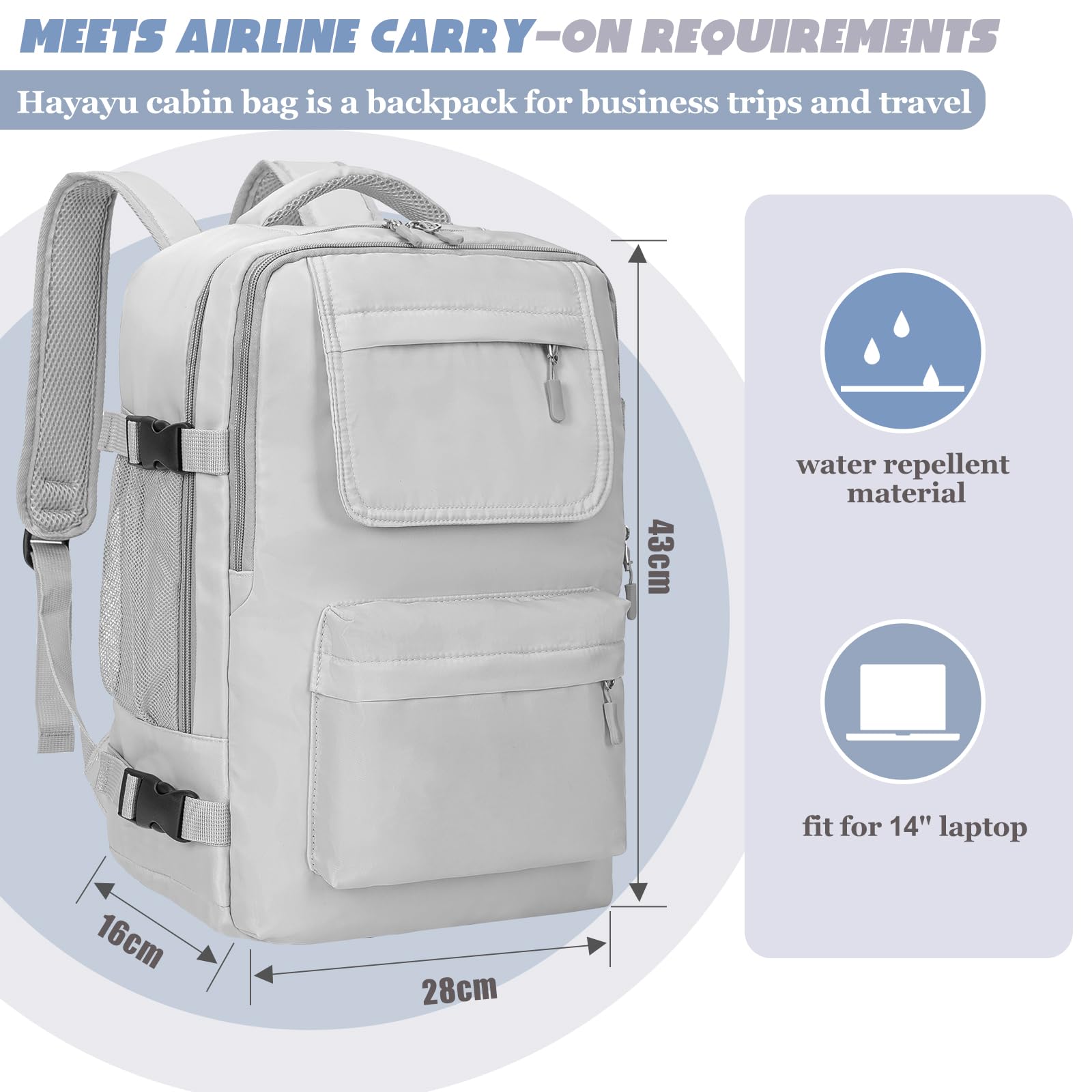 hayayu-sac-de-cabine-sac-dos-40x30x20-ryanair-noir-usb image 3
