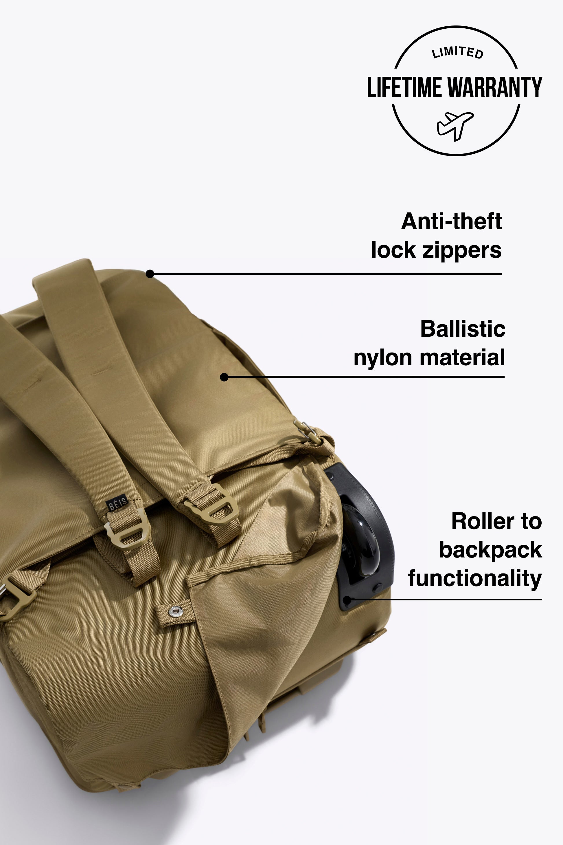 beis-pro-rolling-sac-dos-roulettes-kaki-17-pouces image 2