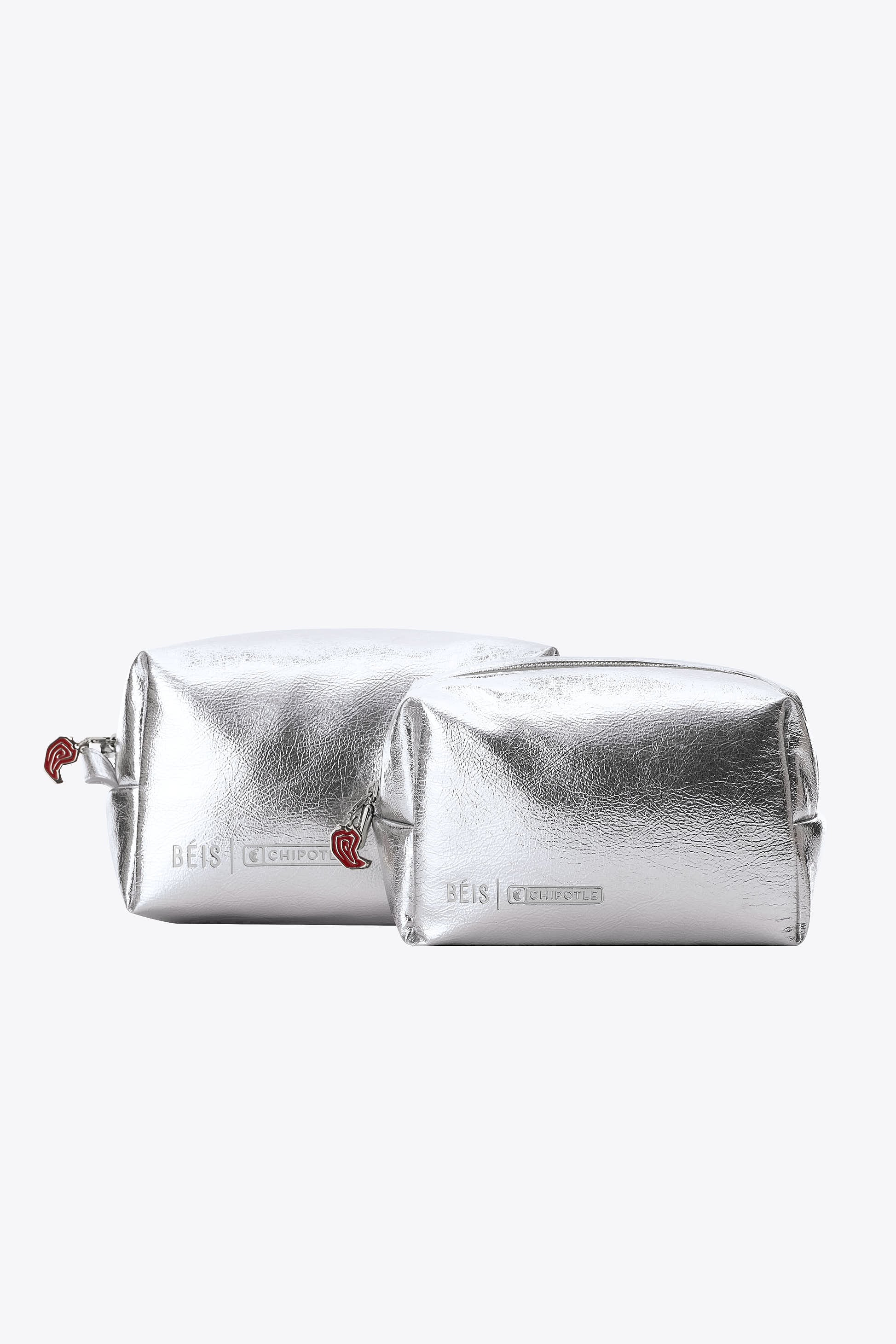 beis-burrito-pouch-trousse-maquillage-foil-argent-lot-2-pochettes image 1