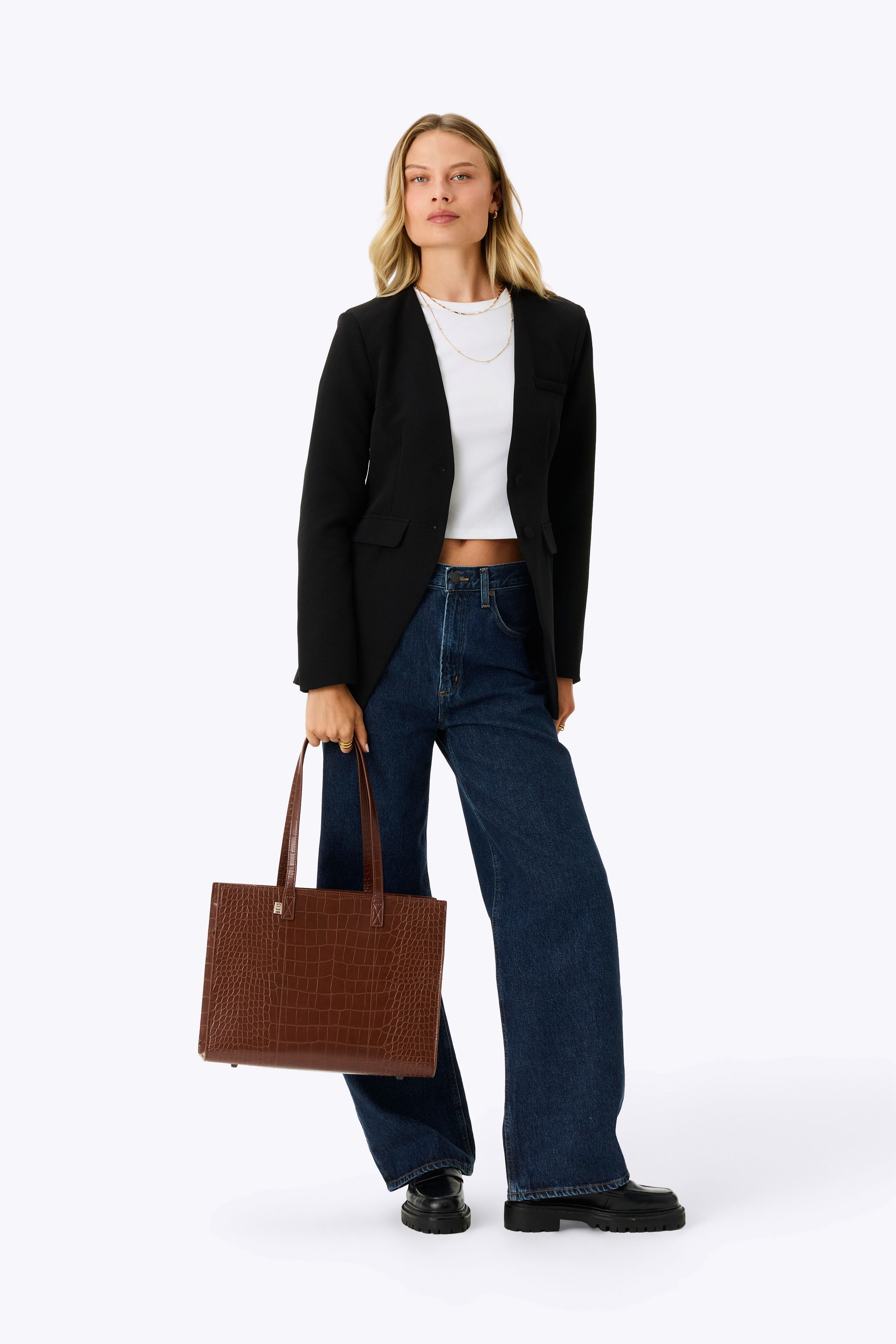 beis-the-work-tote-sac-tote-maple-croc-cuir-vegan image 2