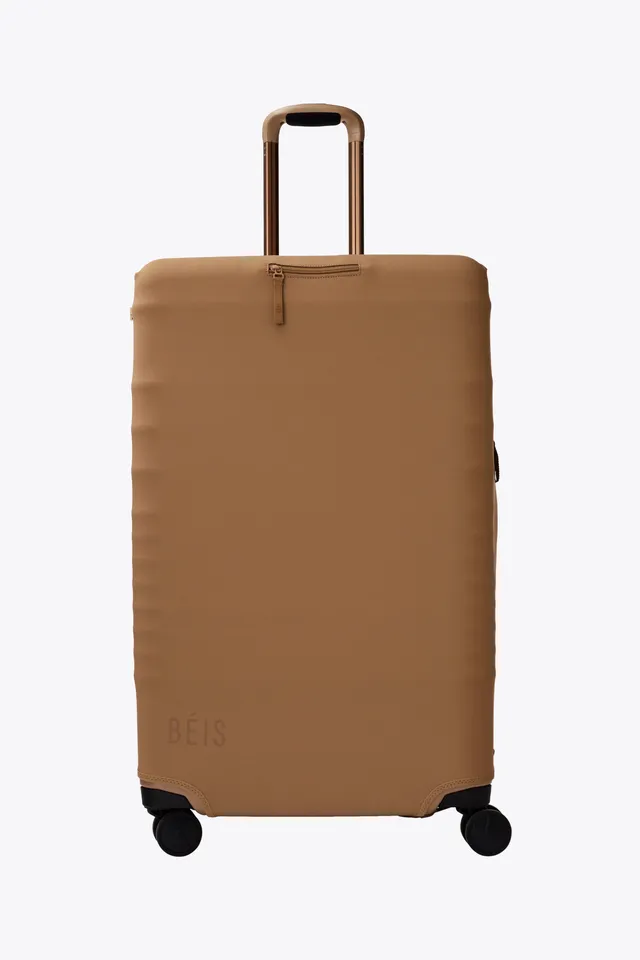 beis-large-check-in-housse-valise-soute-camel-lavable image 1