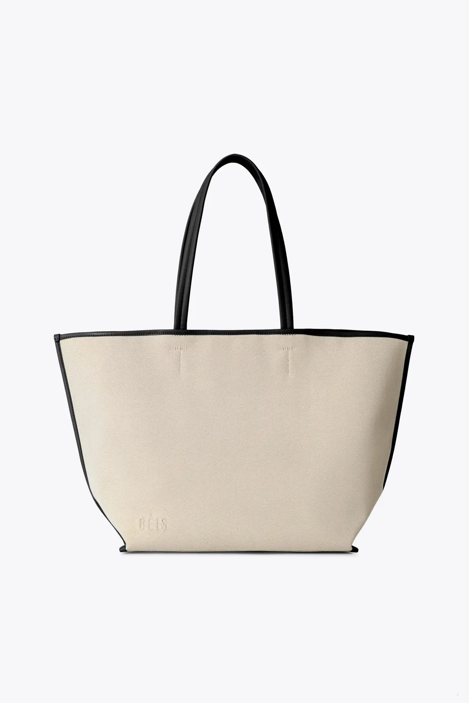 beis-canvas-and-leather-tote-sac-tote-toile-noir-cuir image 1