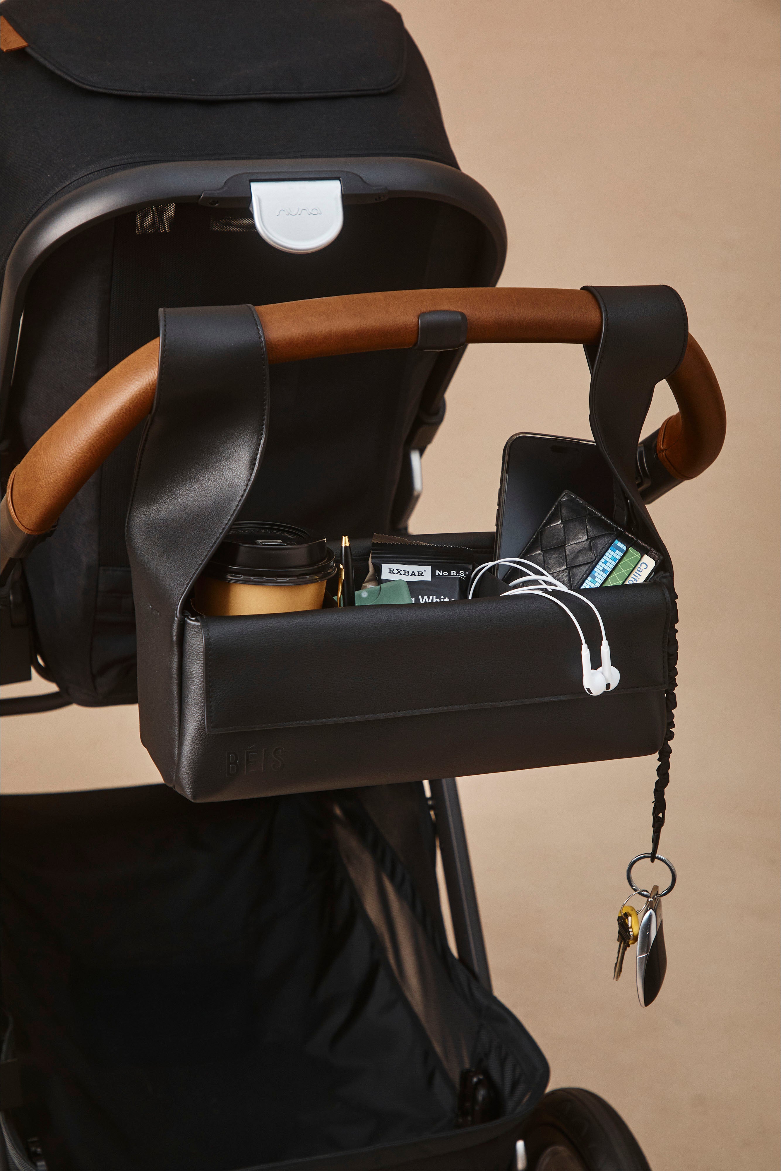 beis-convertible-caddy-sac-poussette-noir-bandouli-re image 2