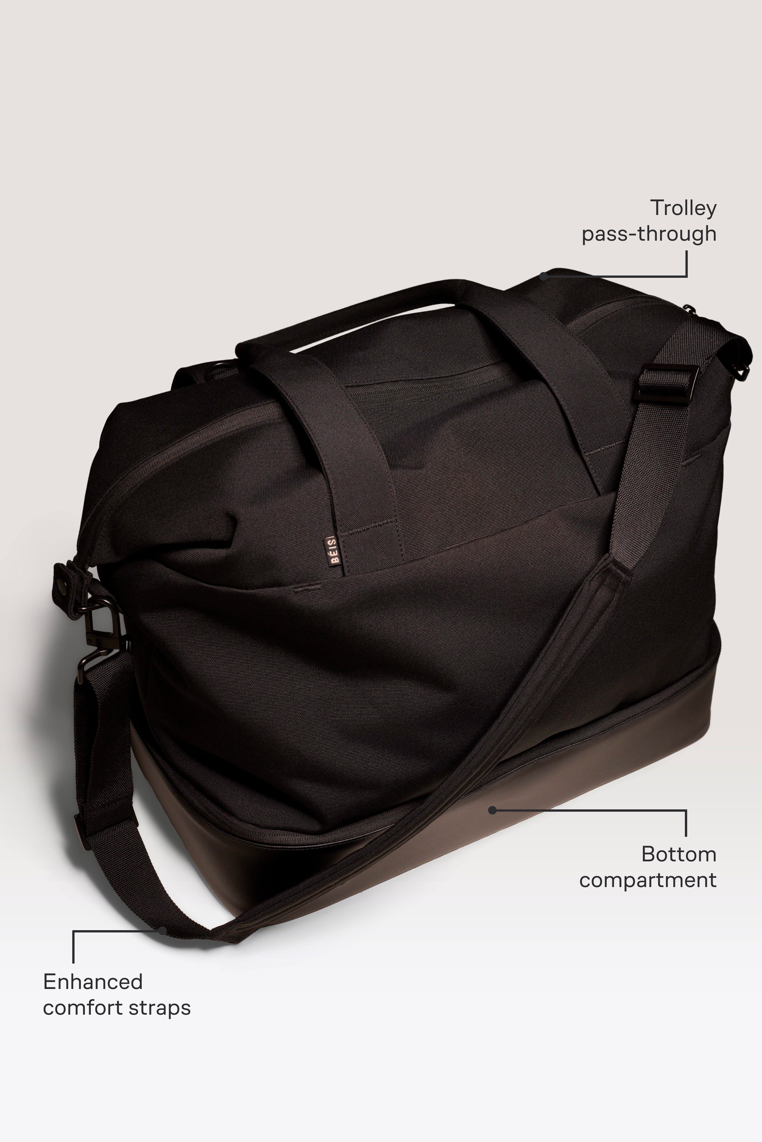 beis-weekender-sac-voyage-noir-toile-compartiment-chaussures image 2