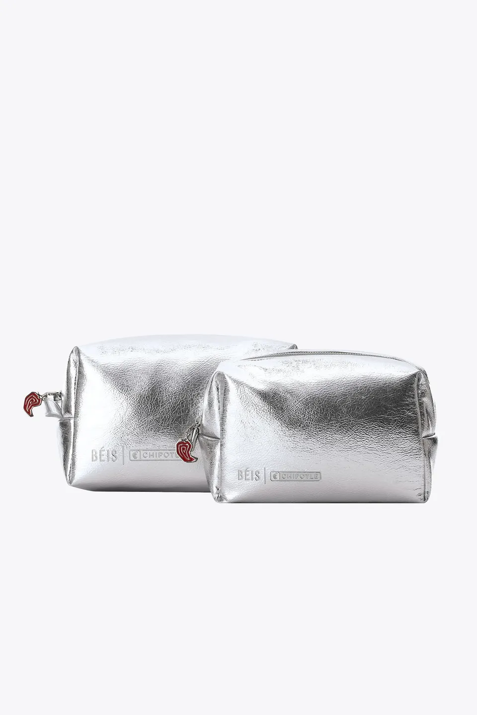 beis-burrito-pouch-trousse-maquillage-foil-argent-lot-2-pochettes image 1