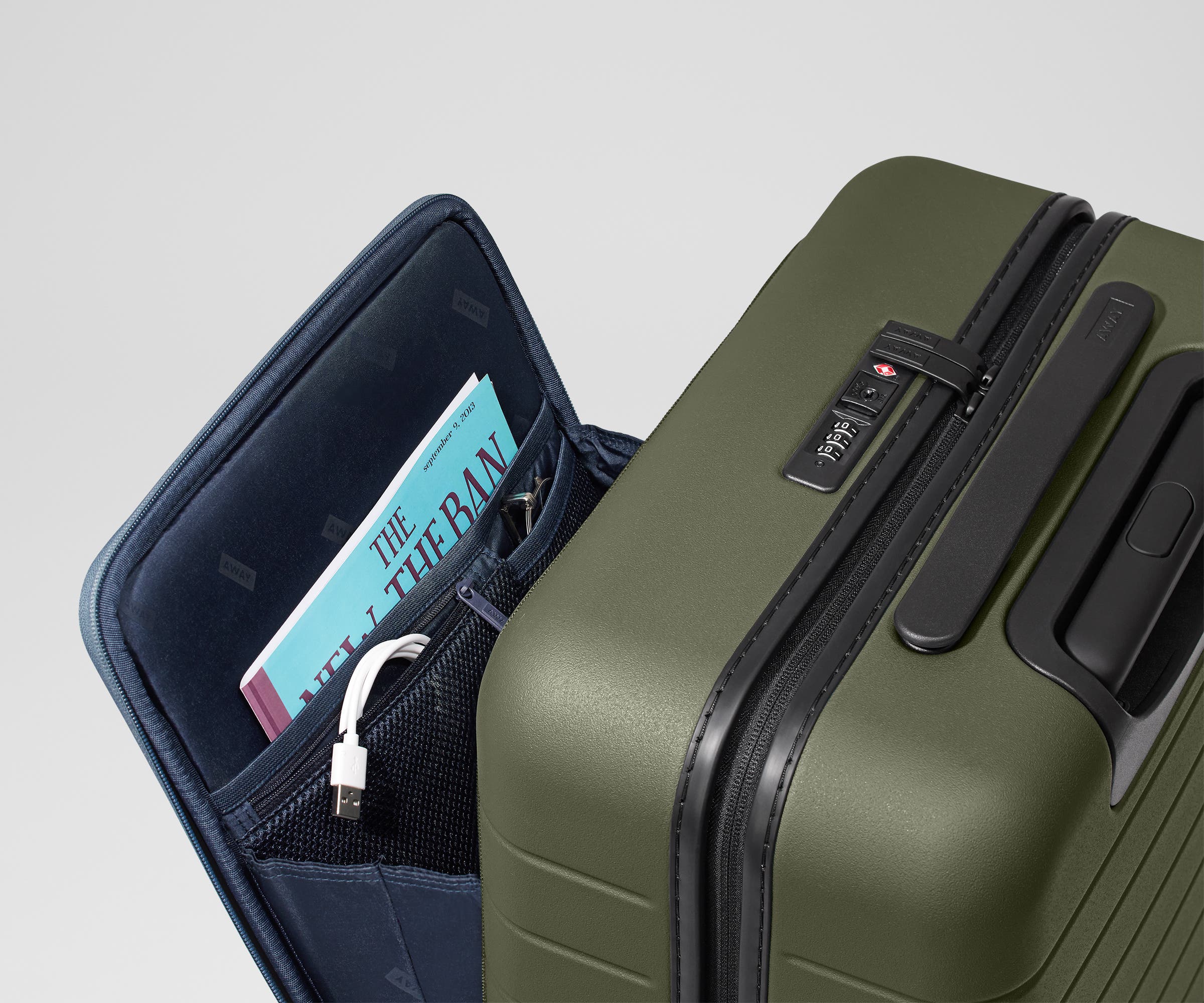 away-executive-carry-on-valise-cabine-olive-green-laptop image 6