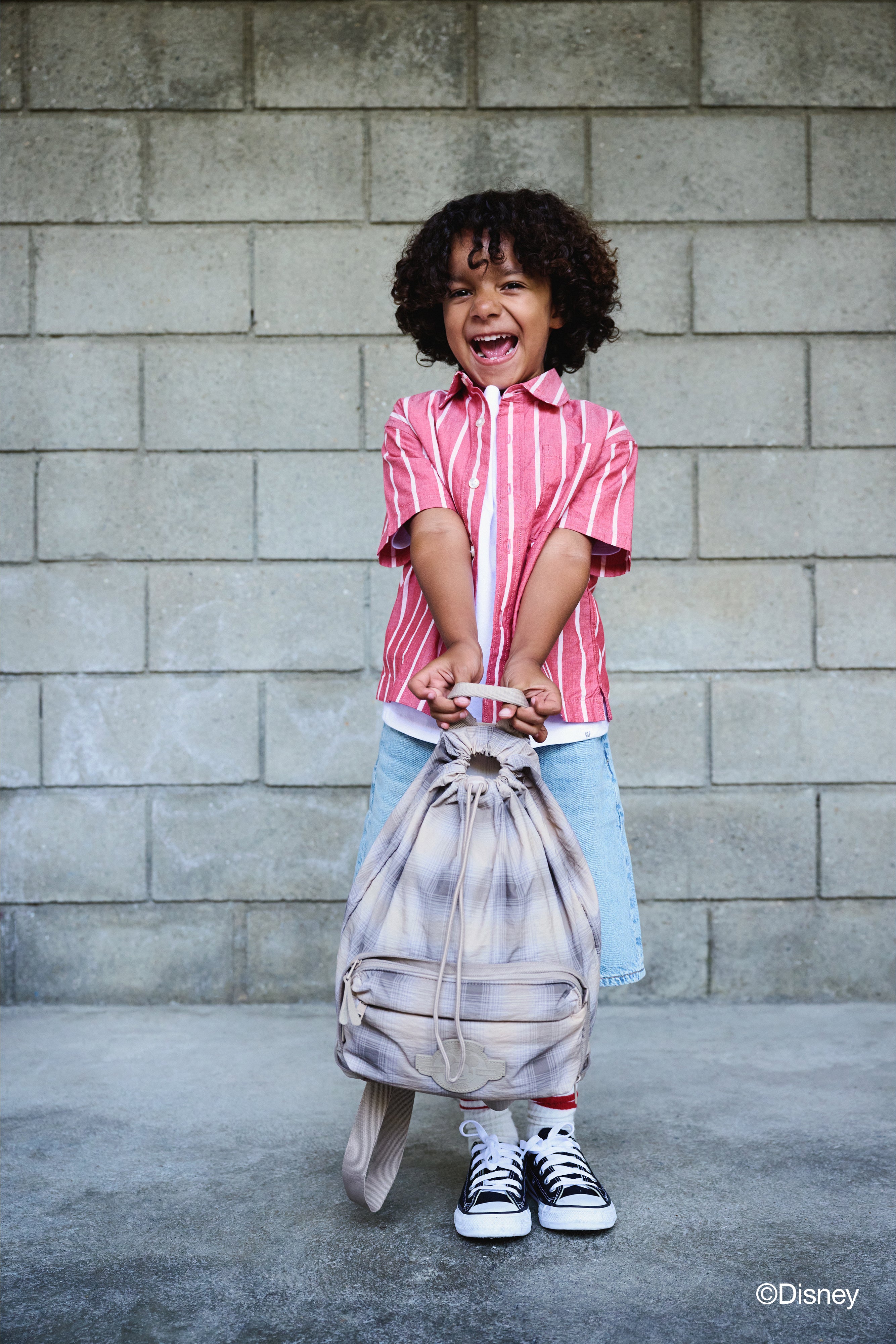 beis-disney-compactible-sac-dos-convertible-plaid-beige image 3