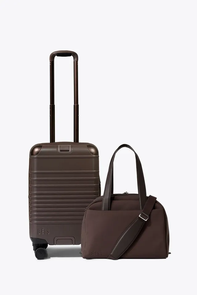 beis-travel-set-the-hybrid-carry-on-set-valise-cabine-marron image 1
