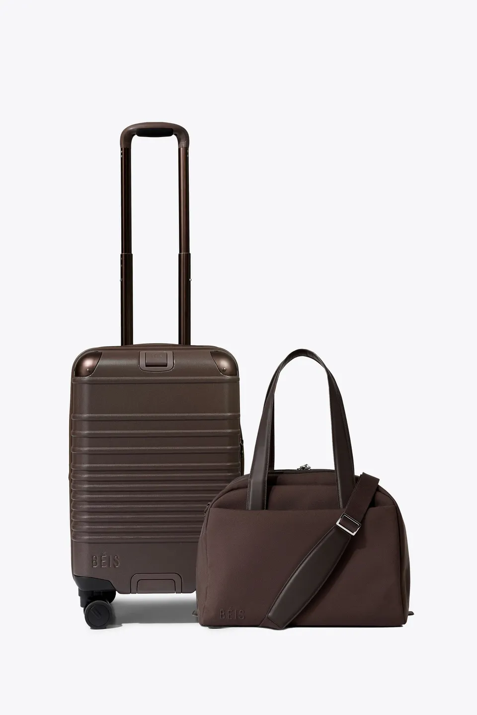 beis-travel-set-the-hybrid-carry-on-set-valise-cabine-marron image 1