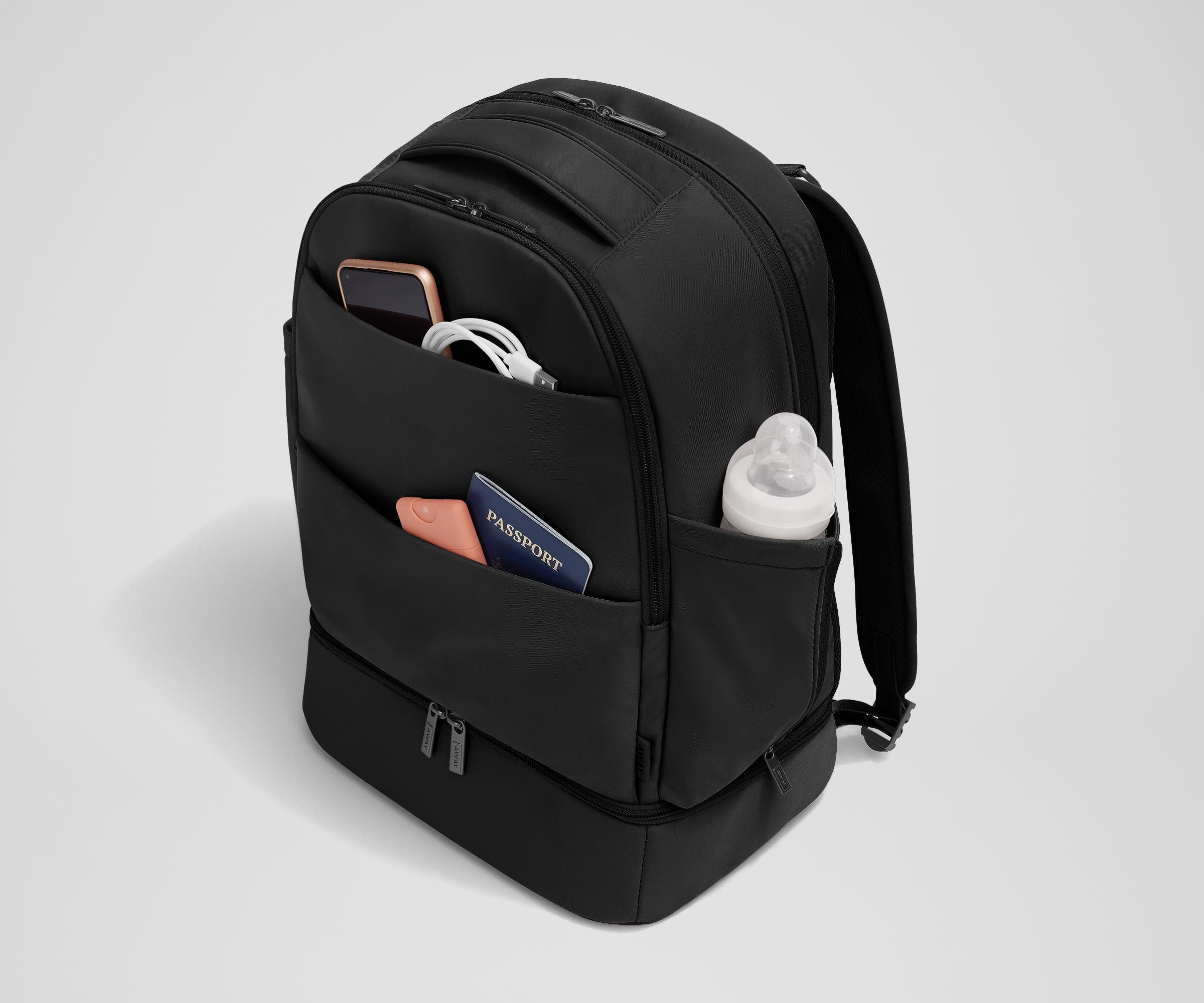 away-double-diaper-backpack-sac-dos-langer-jet-black-compartiments image 3