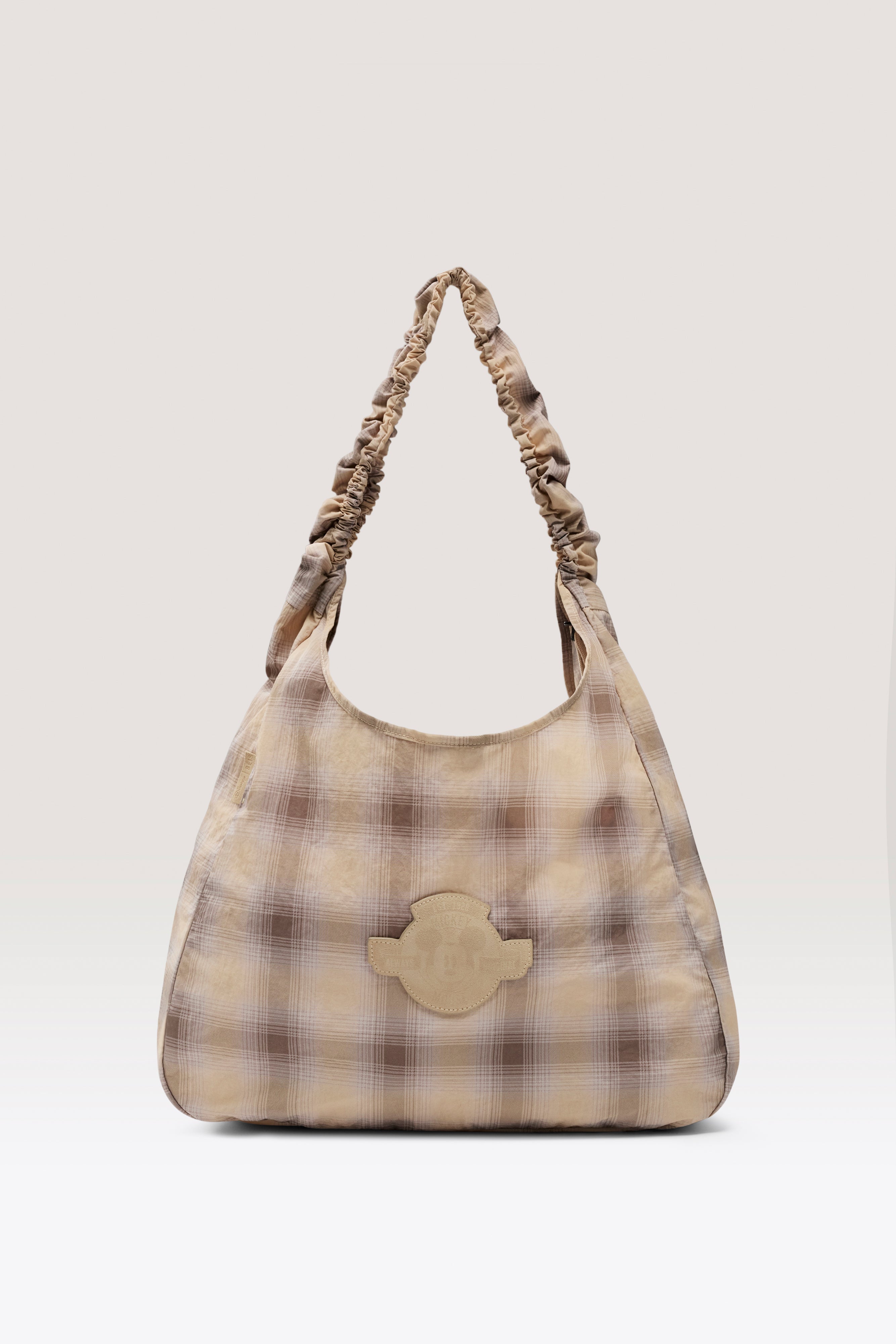 beis-disney-packable-charm-bag-tote-pliable-beige-plaid image 1