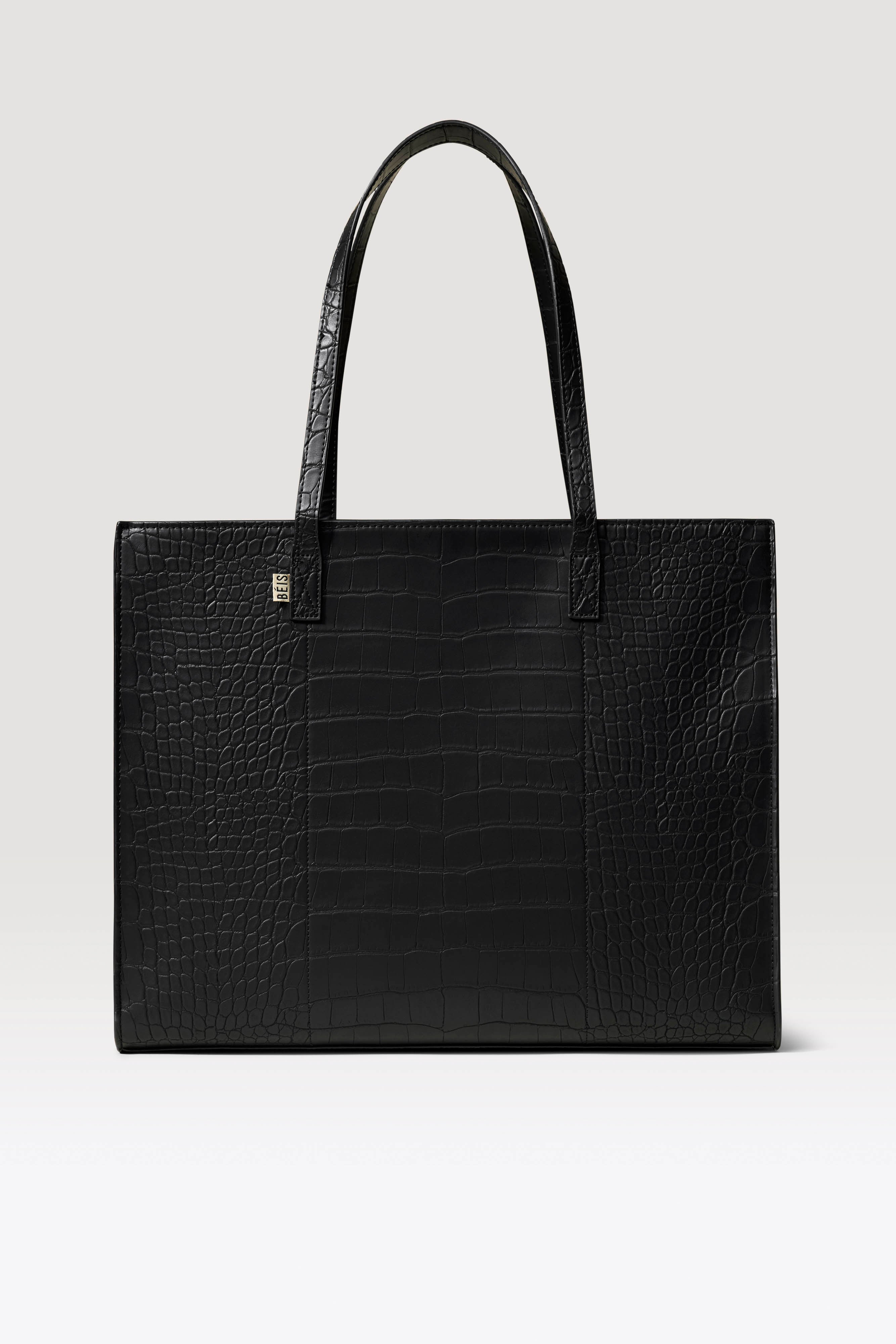 beis-large-work-tote-sac-tote-black-croc-ordinateur image 1